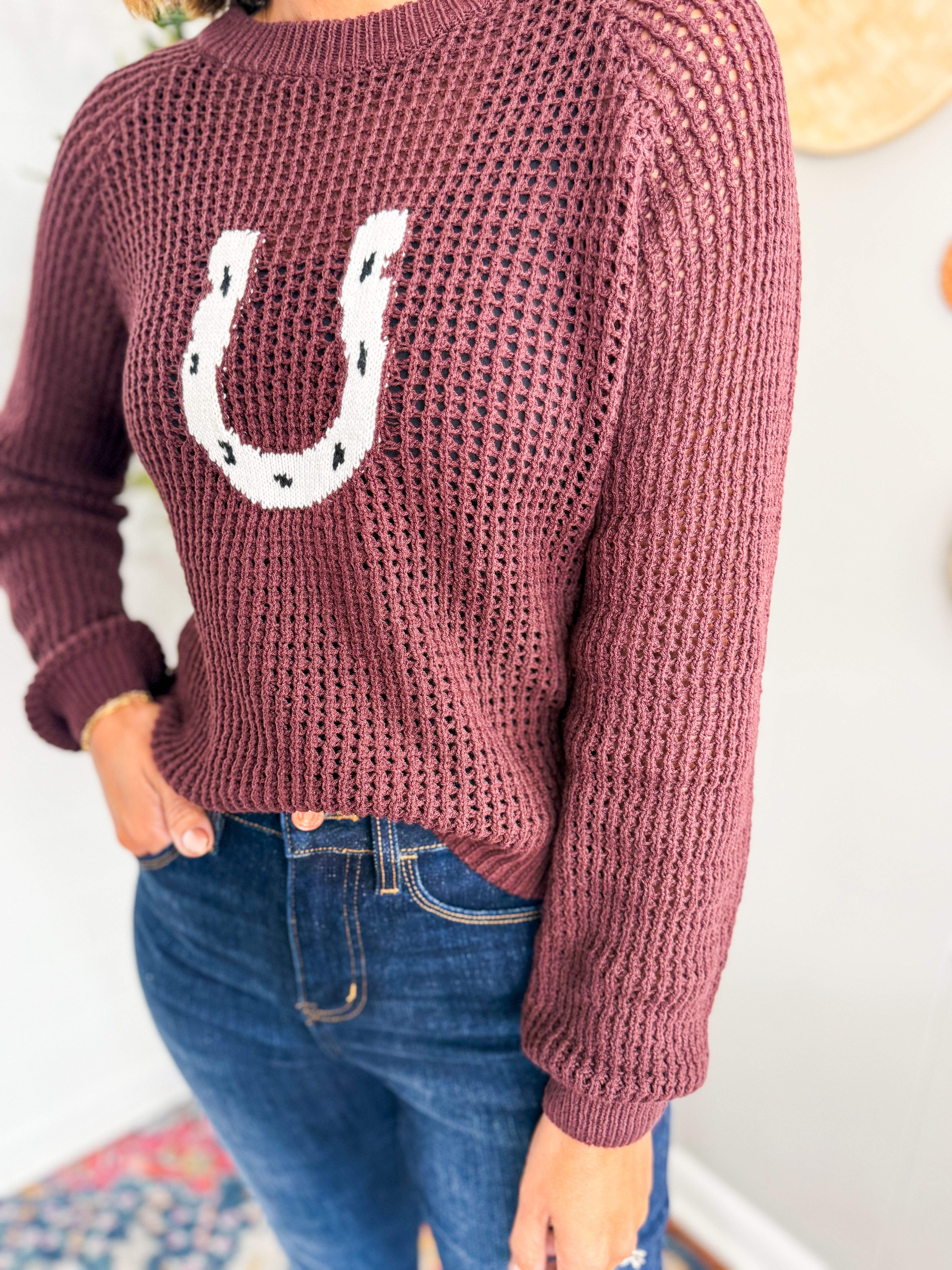 Chocolate Horseshoe Equestrian Sweater