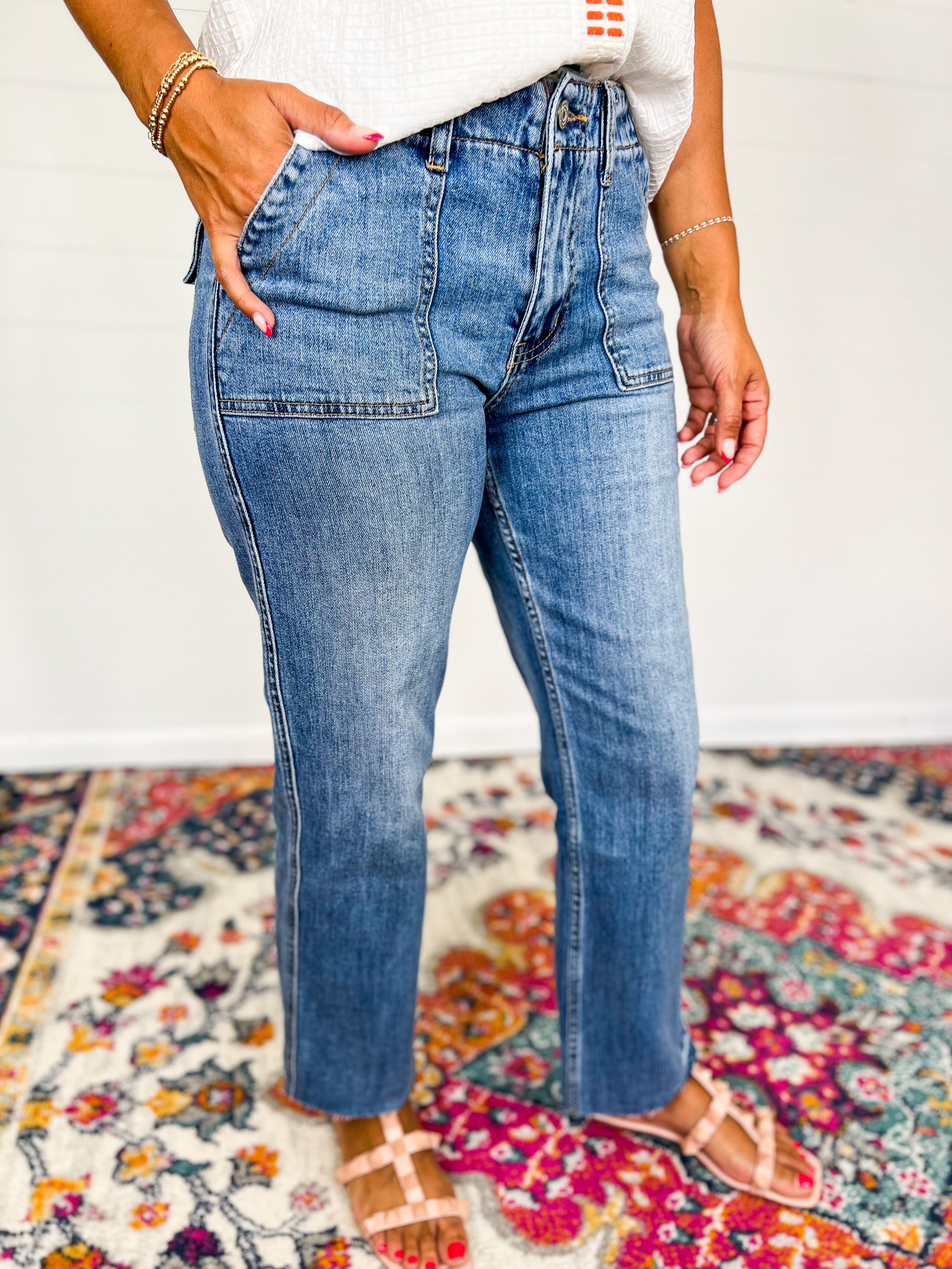 Vervet High Rise Crop Utility Straight Leg Jean