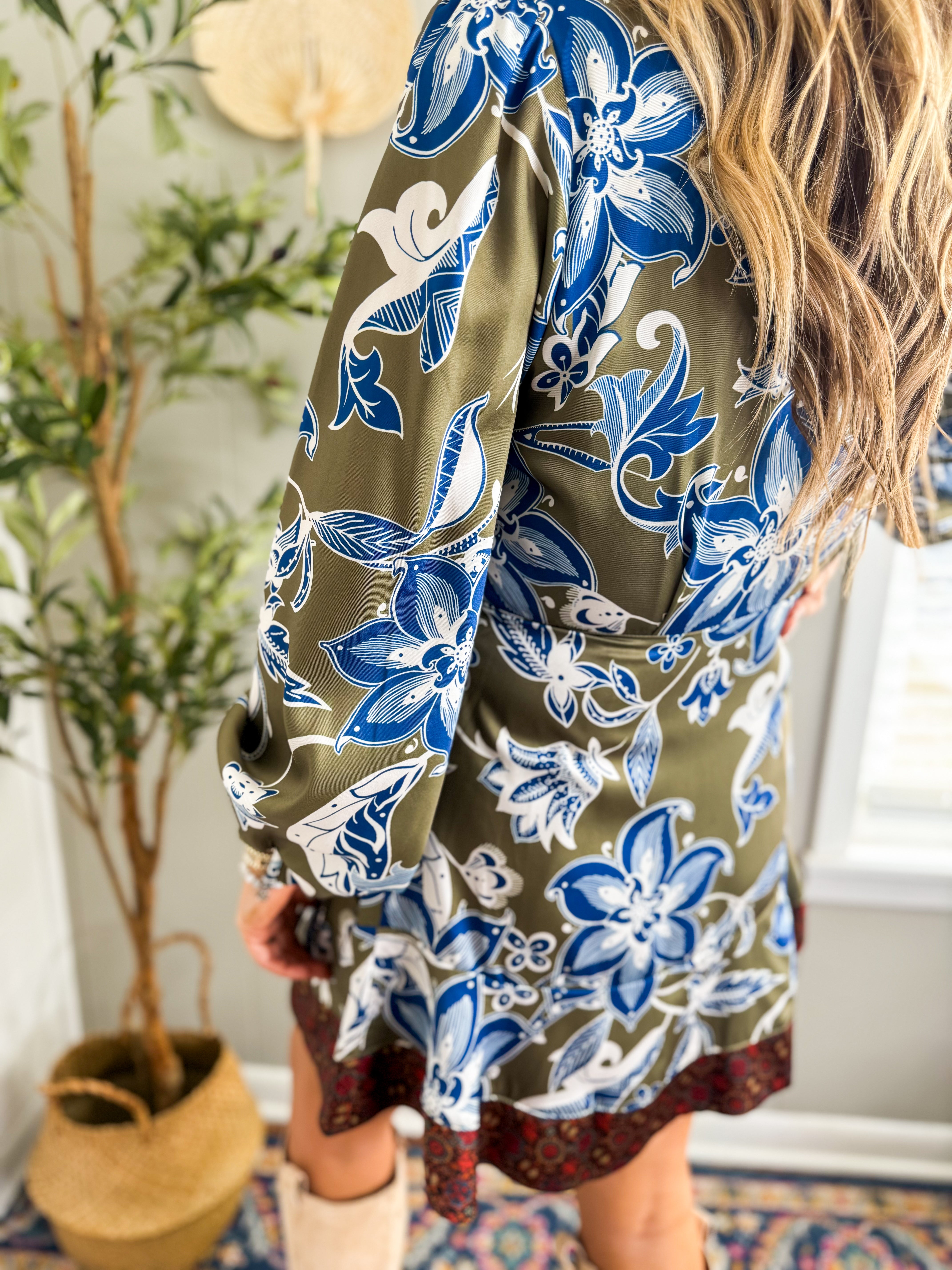 Border Trim Wrap Dress