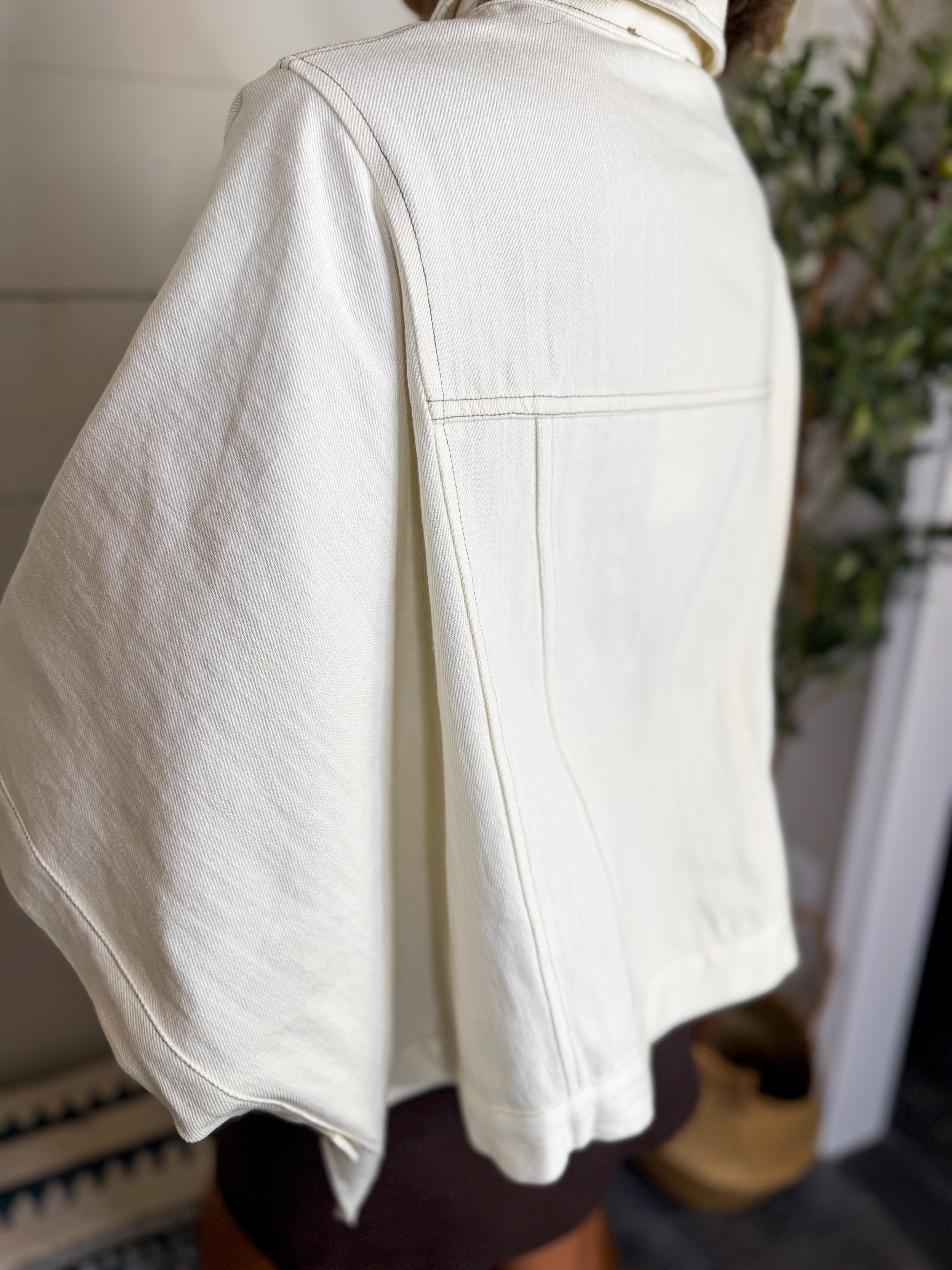 Ivory Denim Short Sleeve Jacket