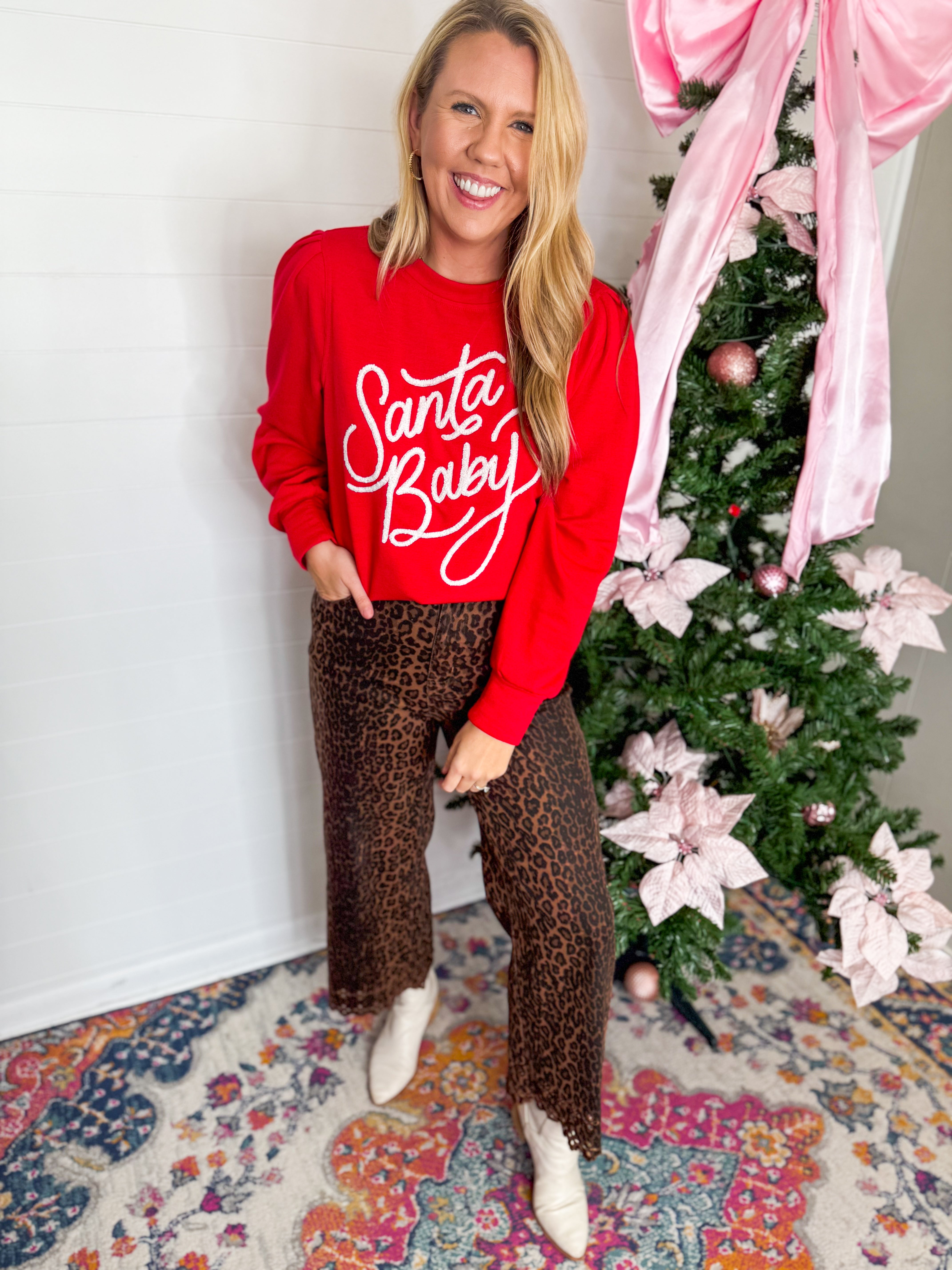 Mary Square Santa Baby Red Sweatshirt