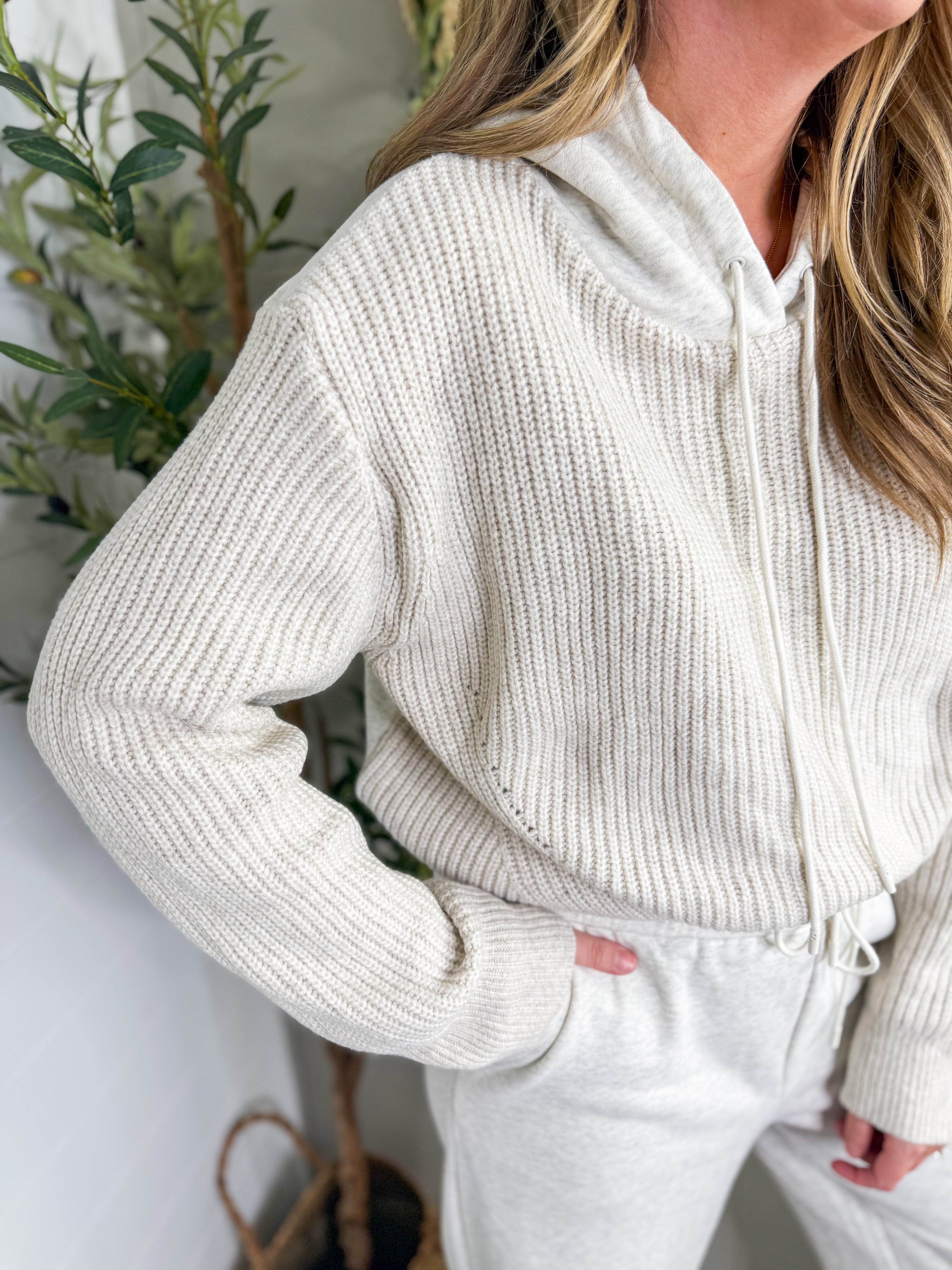 Oatmeal Knitted Hoodie Sweater