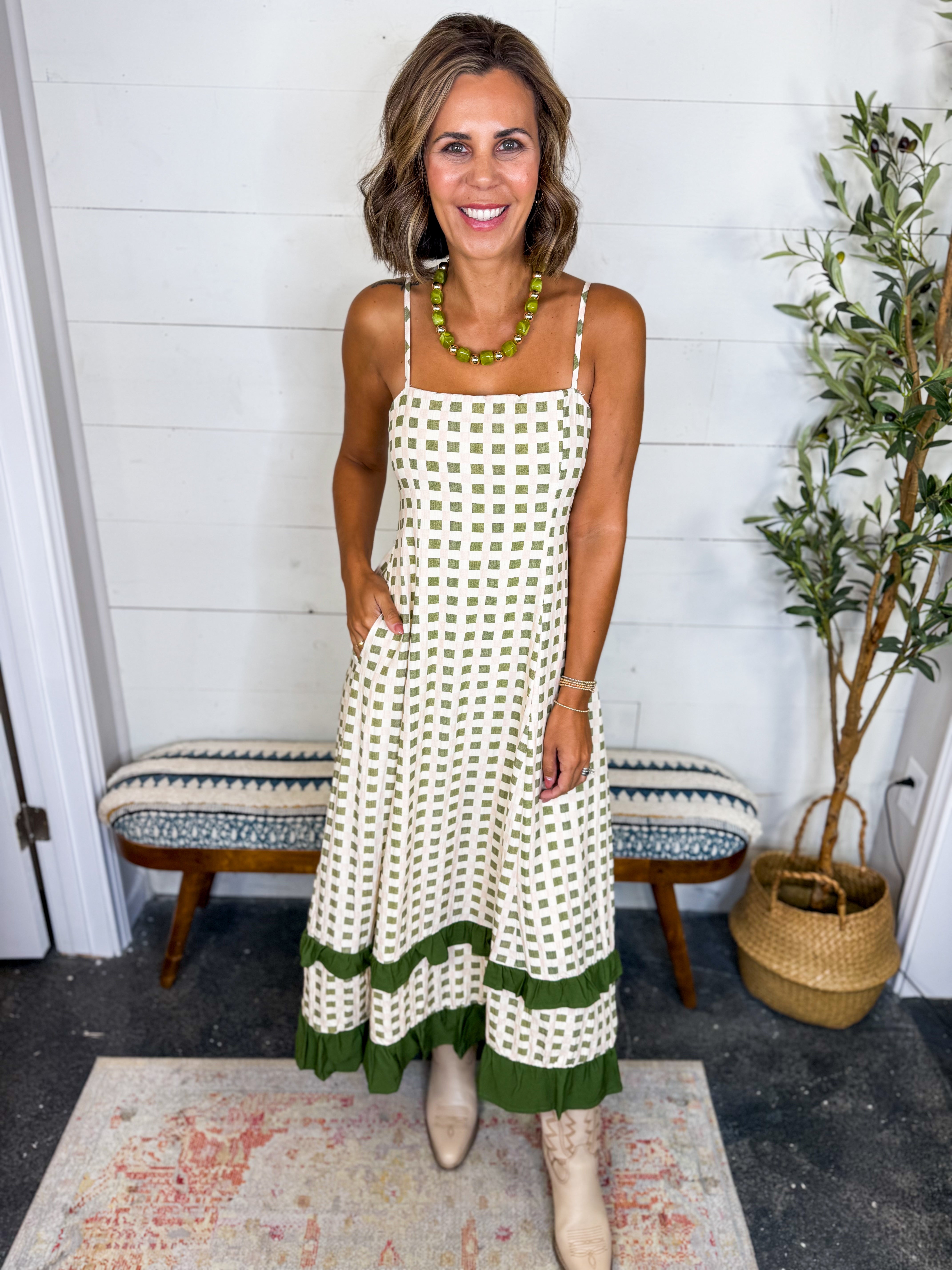 TCEC Strapless Printed Midi