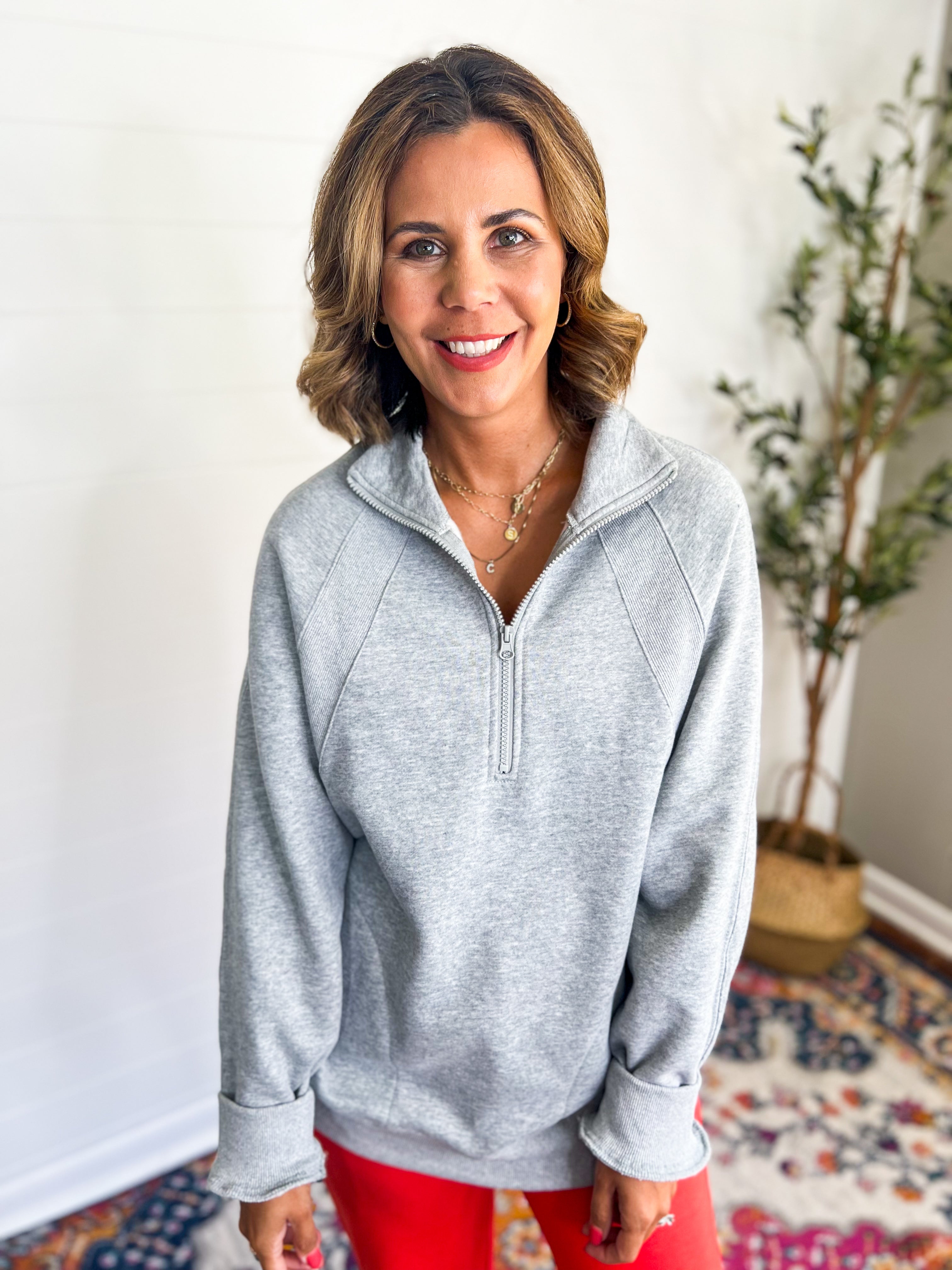 Quarter Zip Tunic Length Pullover