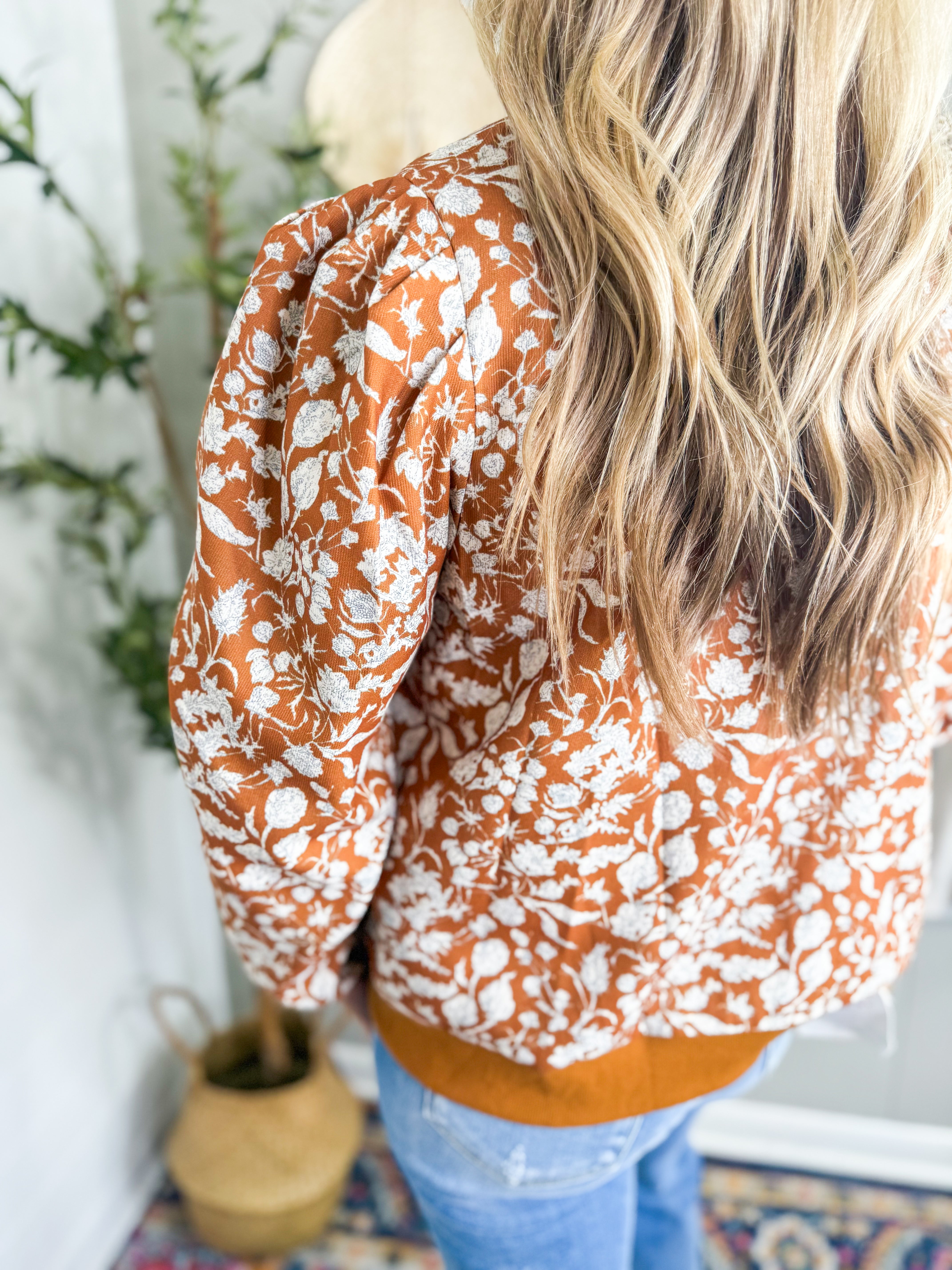 Printed Corduroy Bomber Jacket