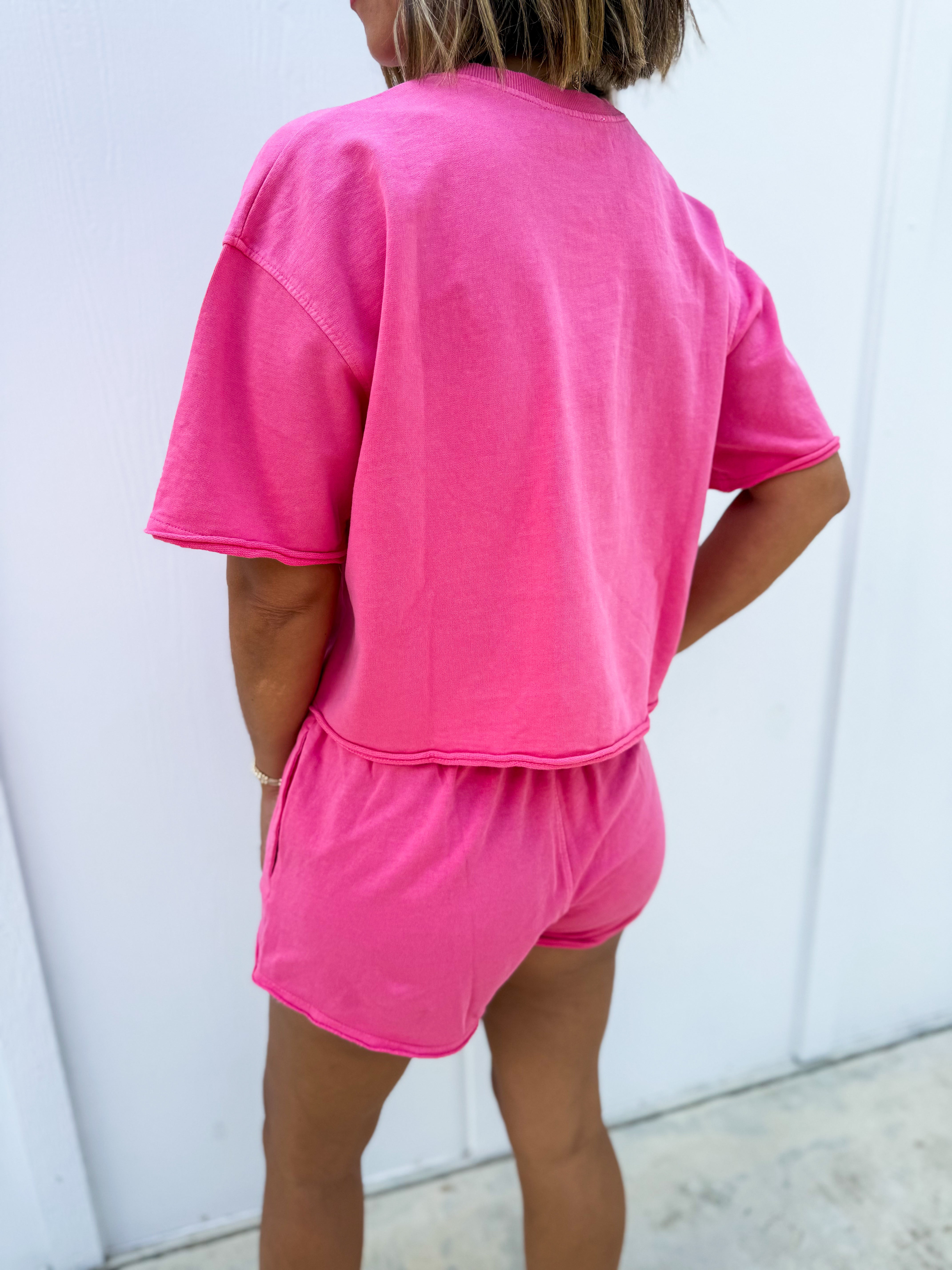 Short Sleeve Crew Neck Top And Shorts Set