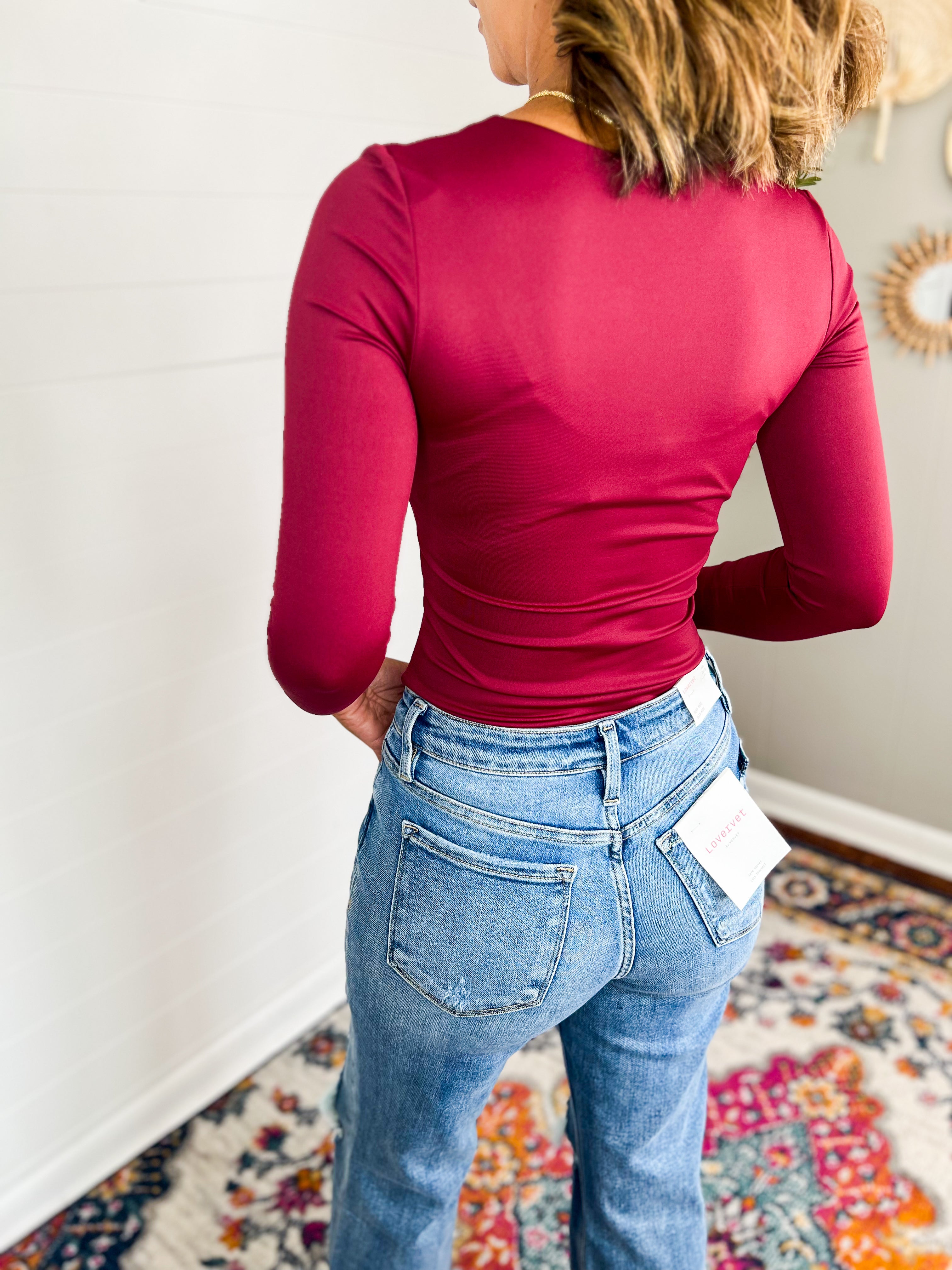 Second Skin Mariana Long Sleeve Top - Oxblood