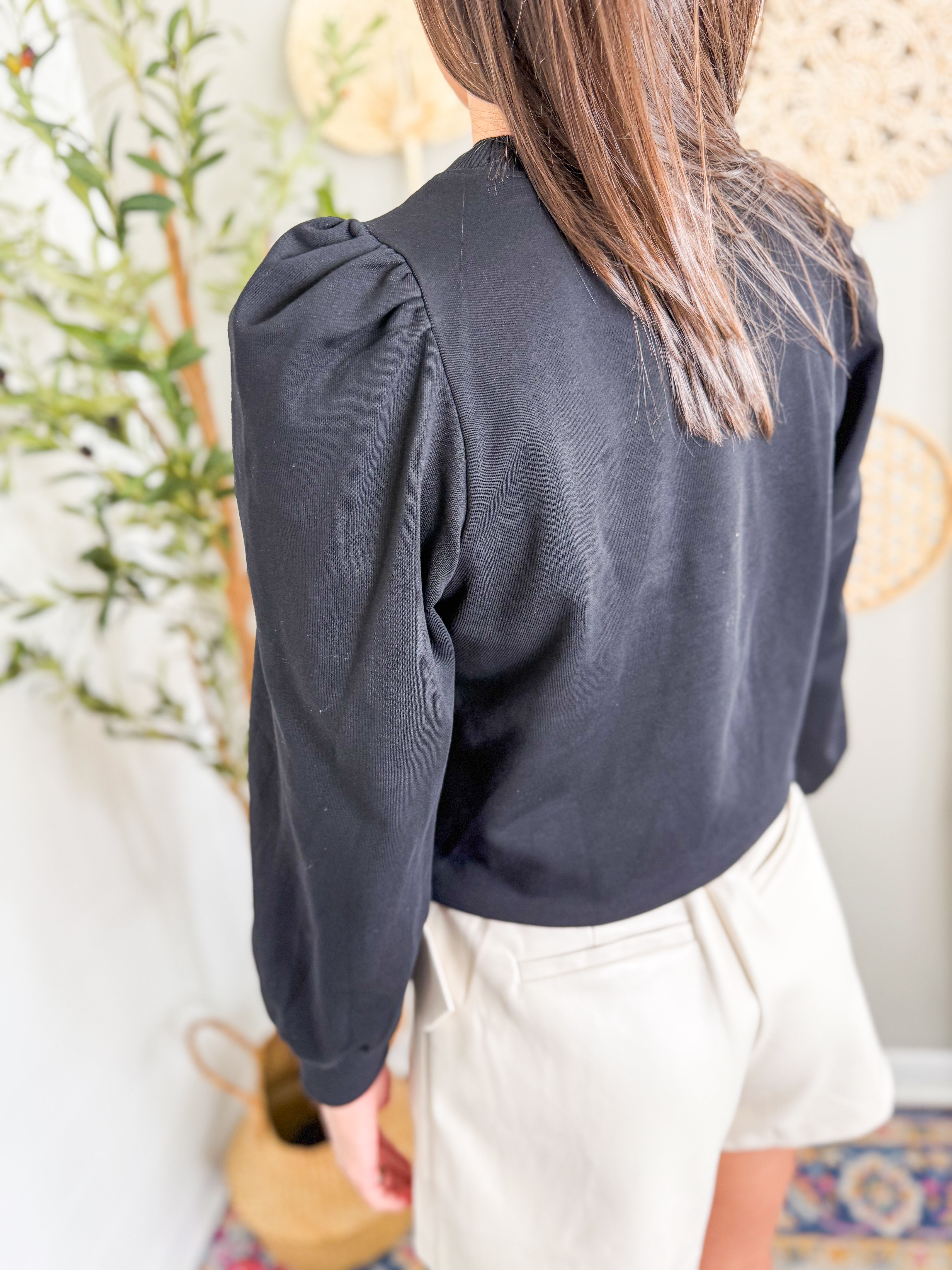 Front Crystal Embellished Bow Detail Sweatshirt