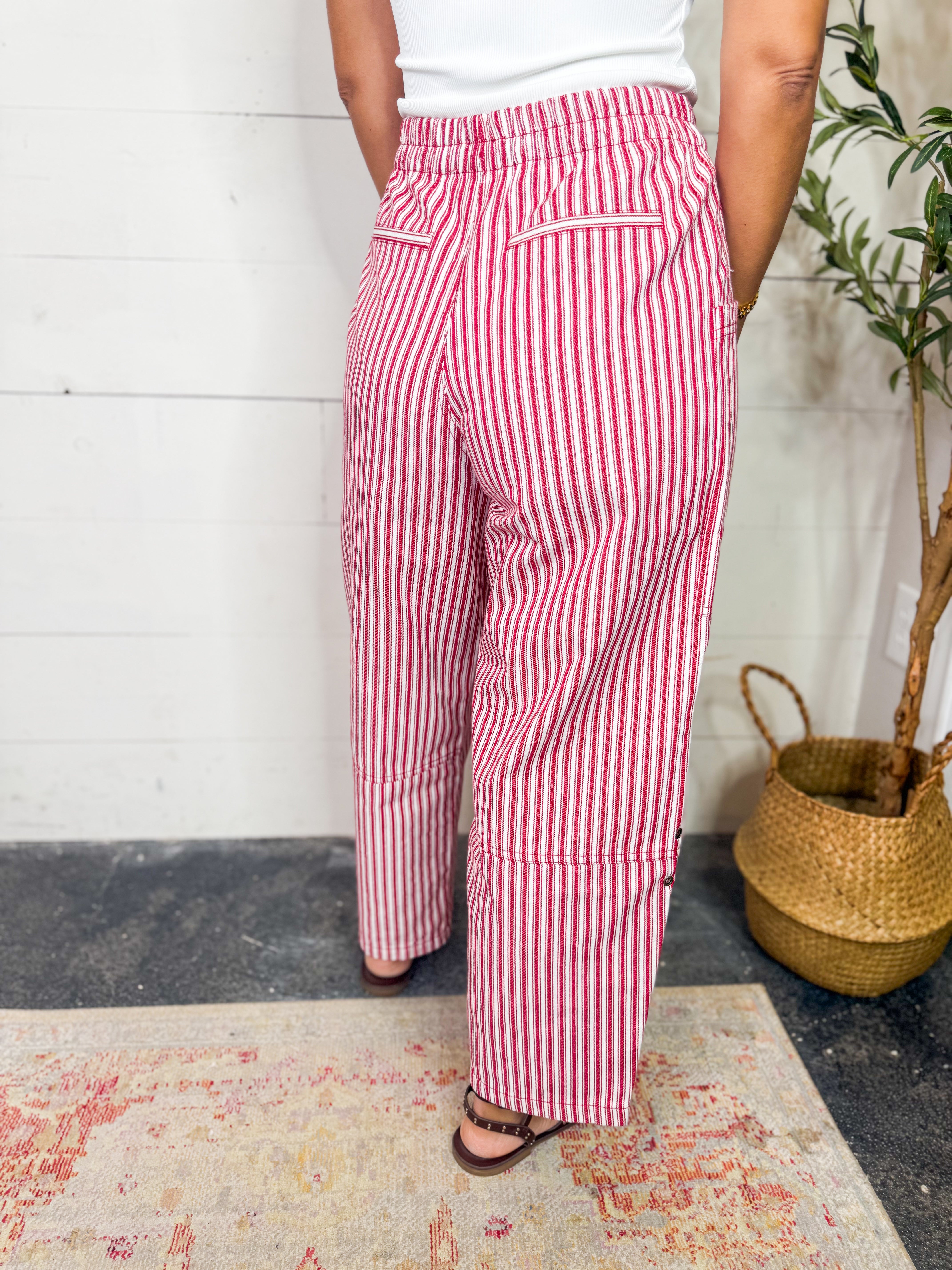 Red Striped Wide Leg Pants
