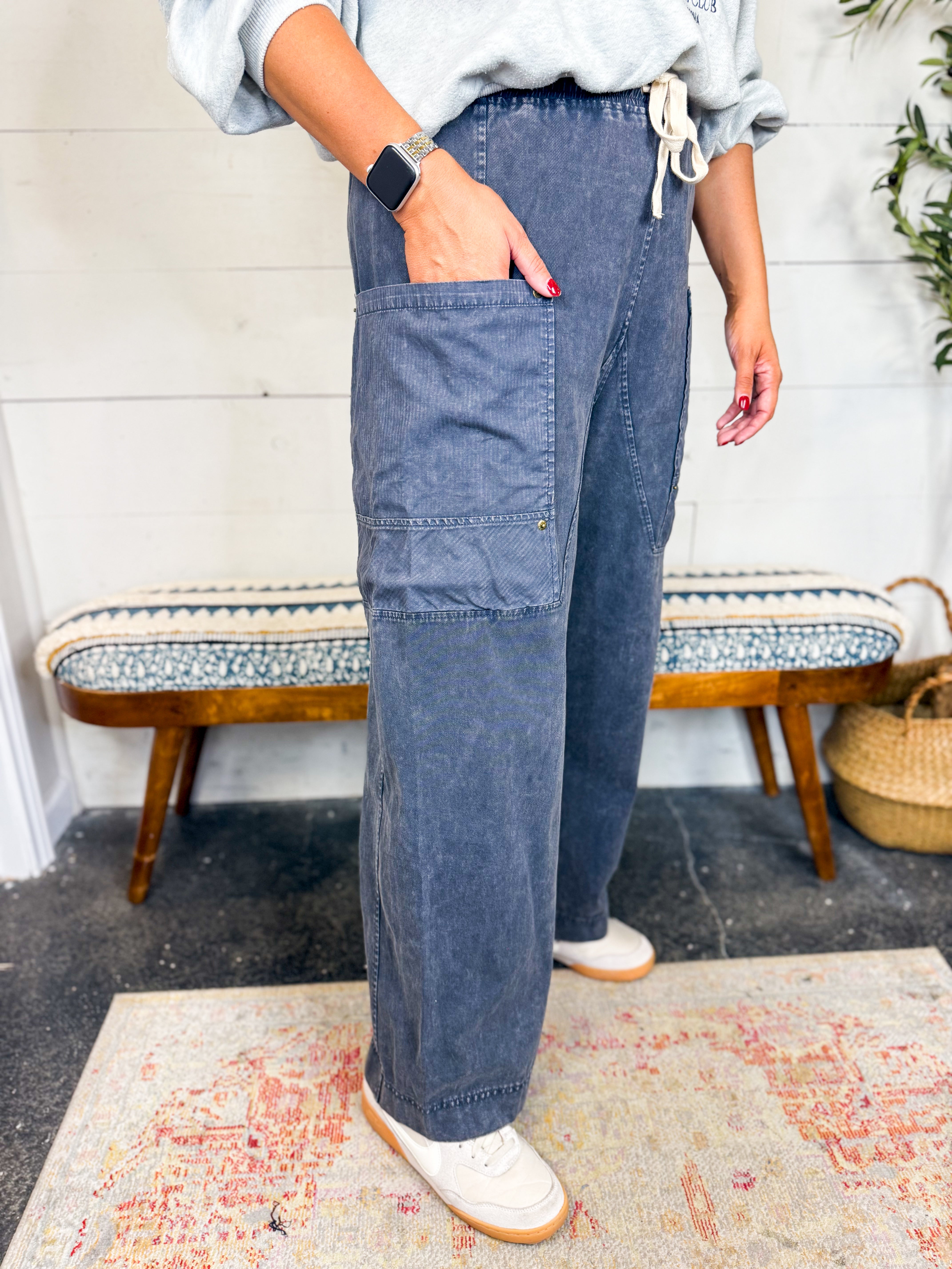 Midnight Wideleg Utility Trouser