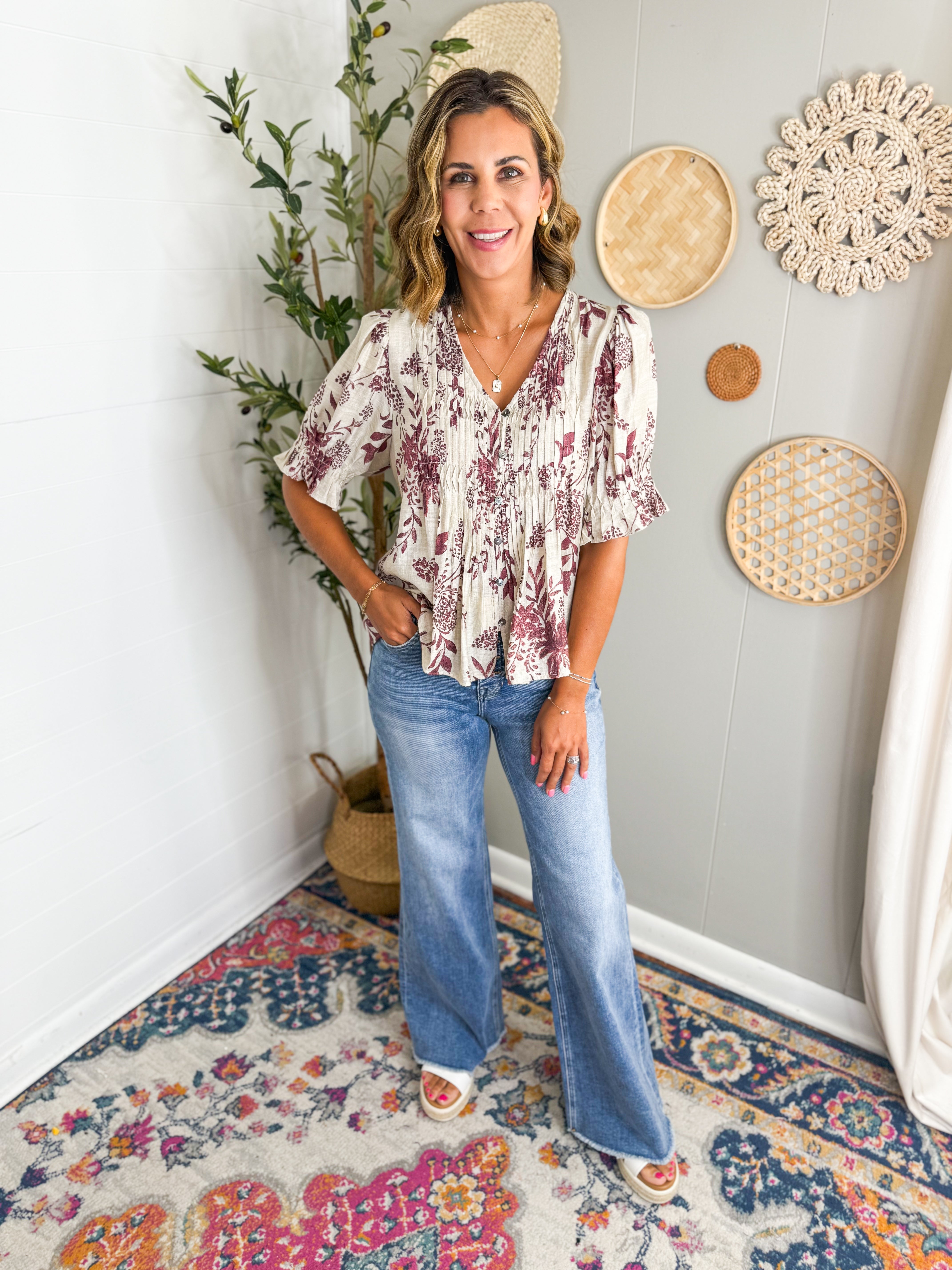 Flirty Floral Print Blouse