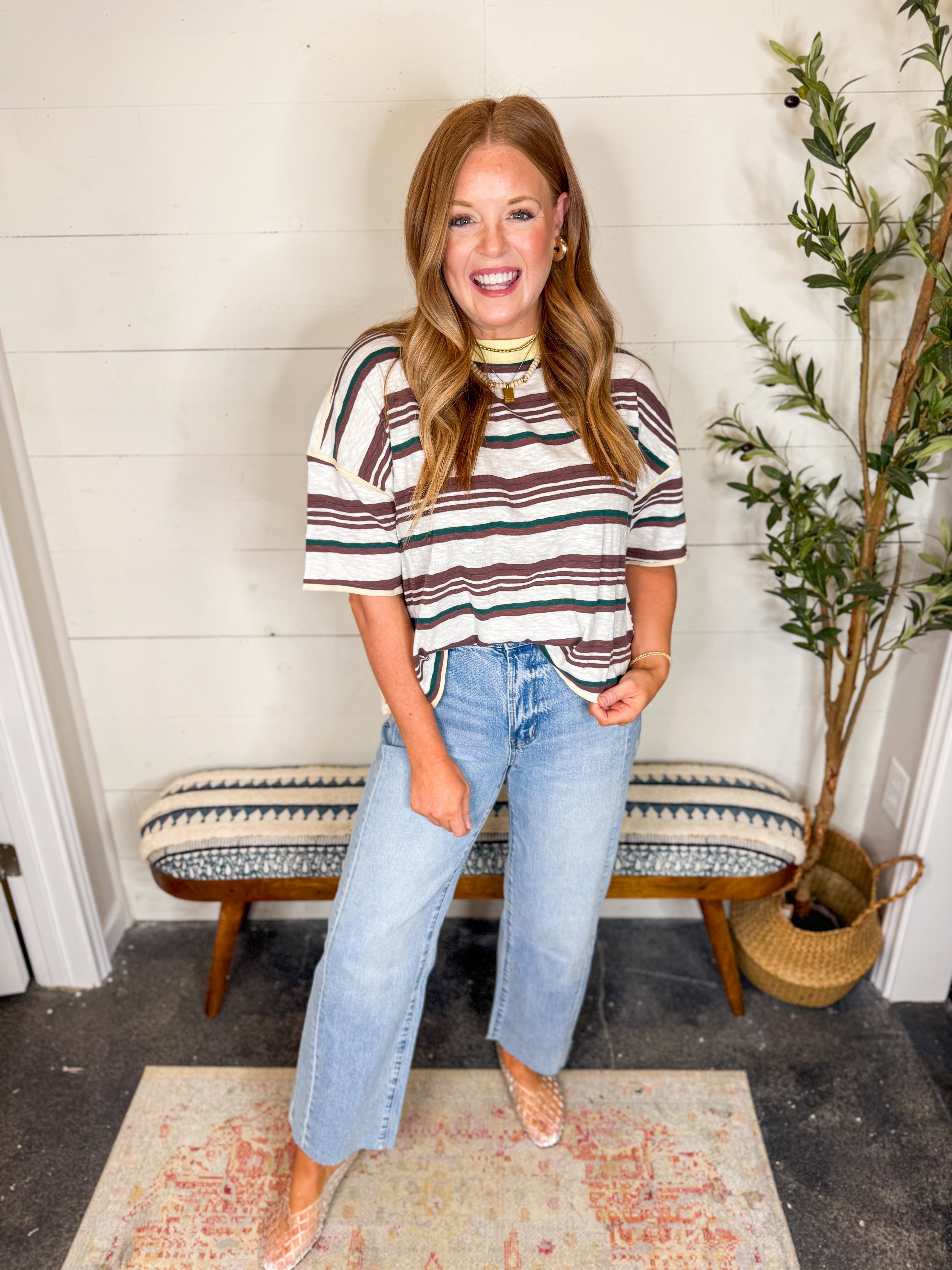 Yellow Striped Boxy Tee