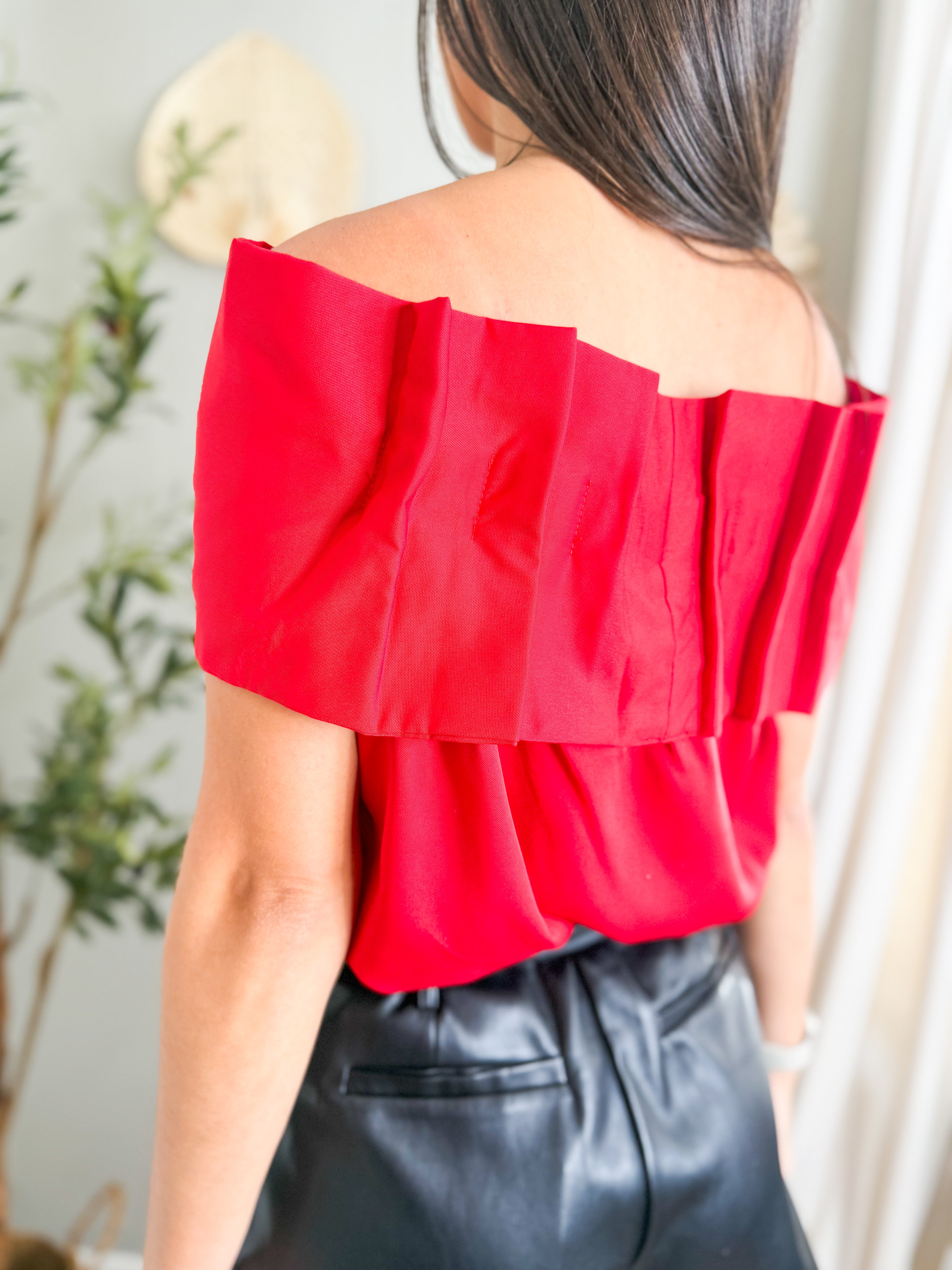 Bow Accented Off The Shoulder Top