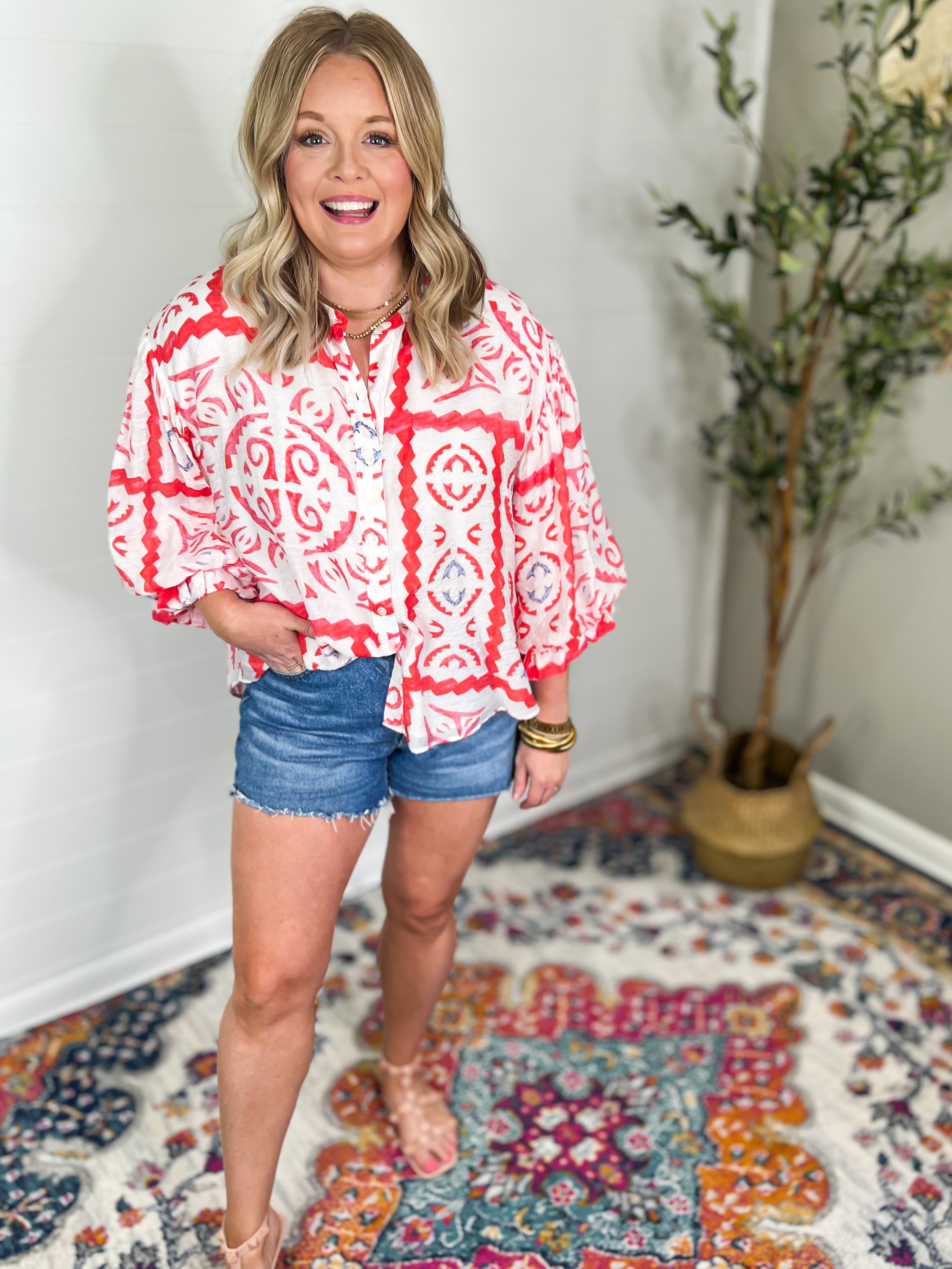 Cool Like Summer Aztec Print Blouse