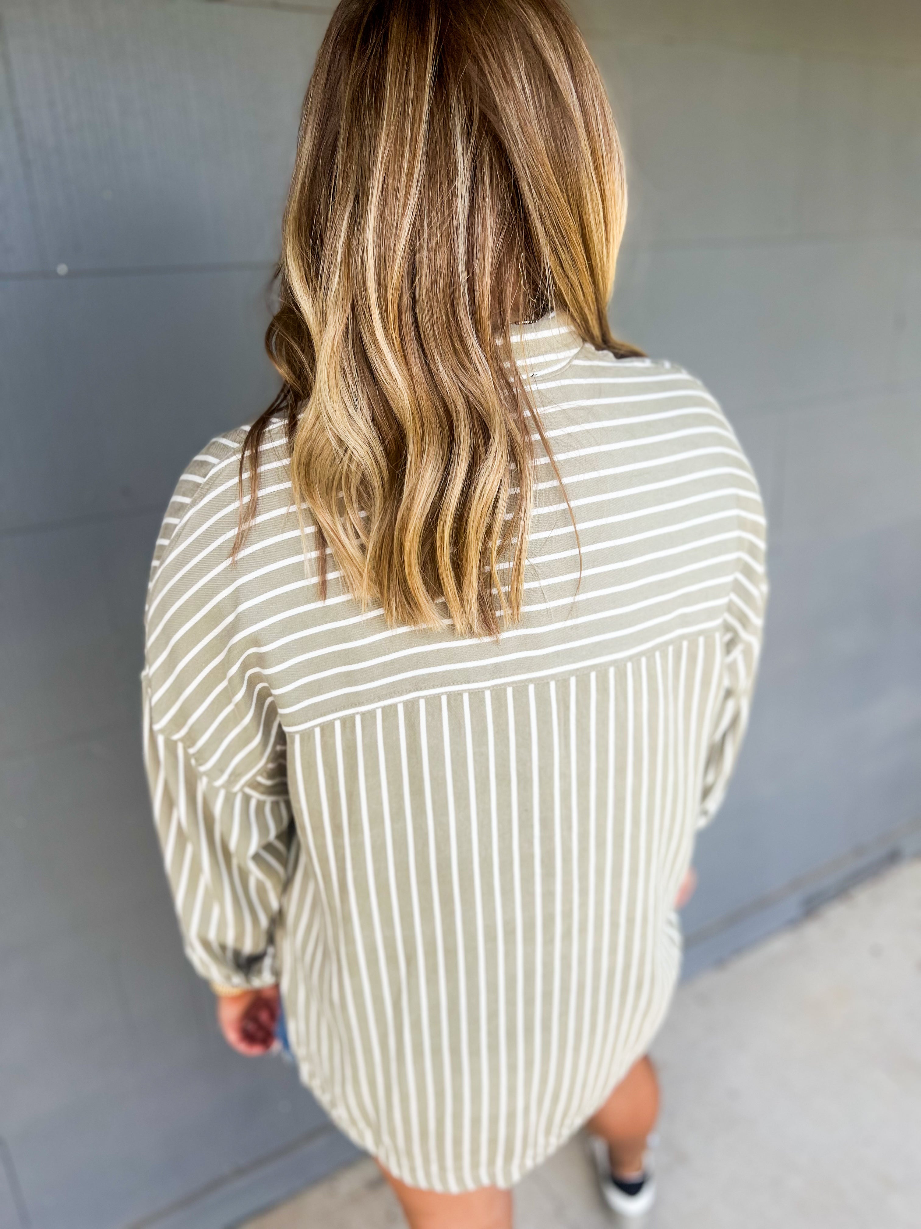 Long Sleeve Stripe Collard Button Down