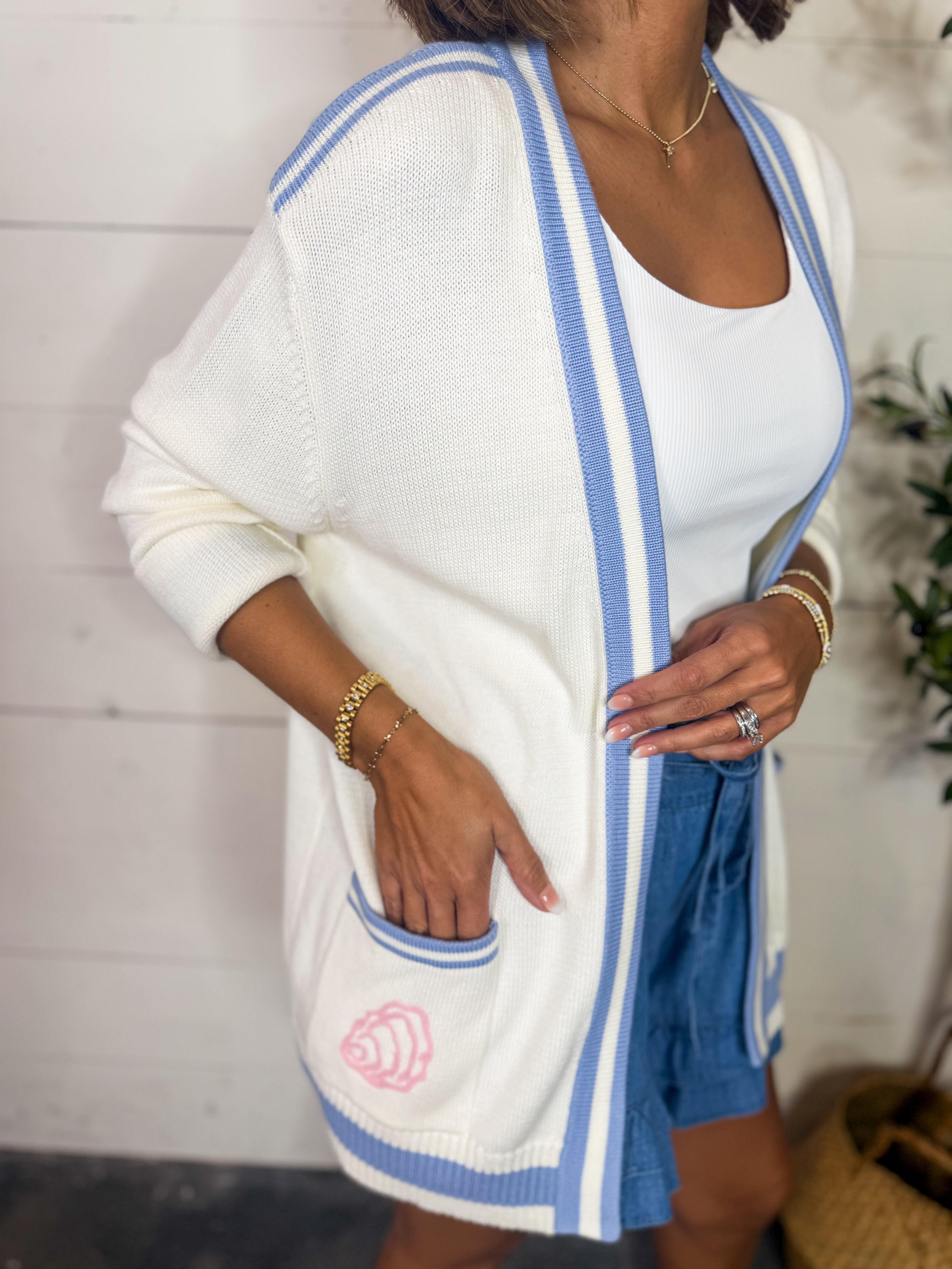 Ocean Embroidered Cardigan