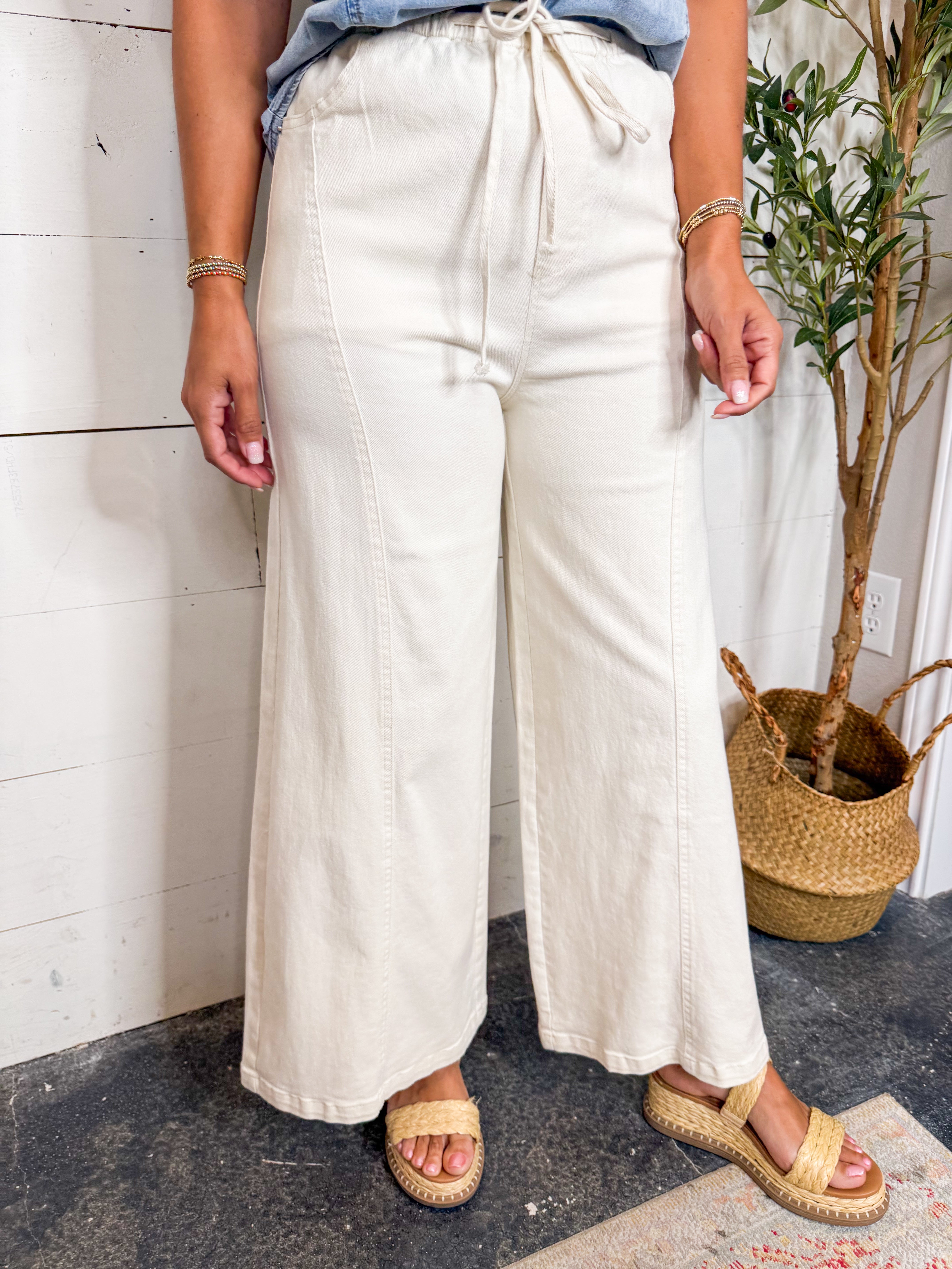 Mineral Washed Wide Leg Pants