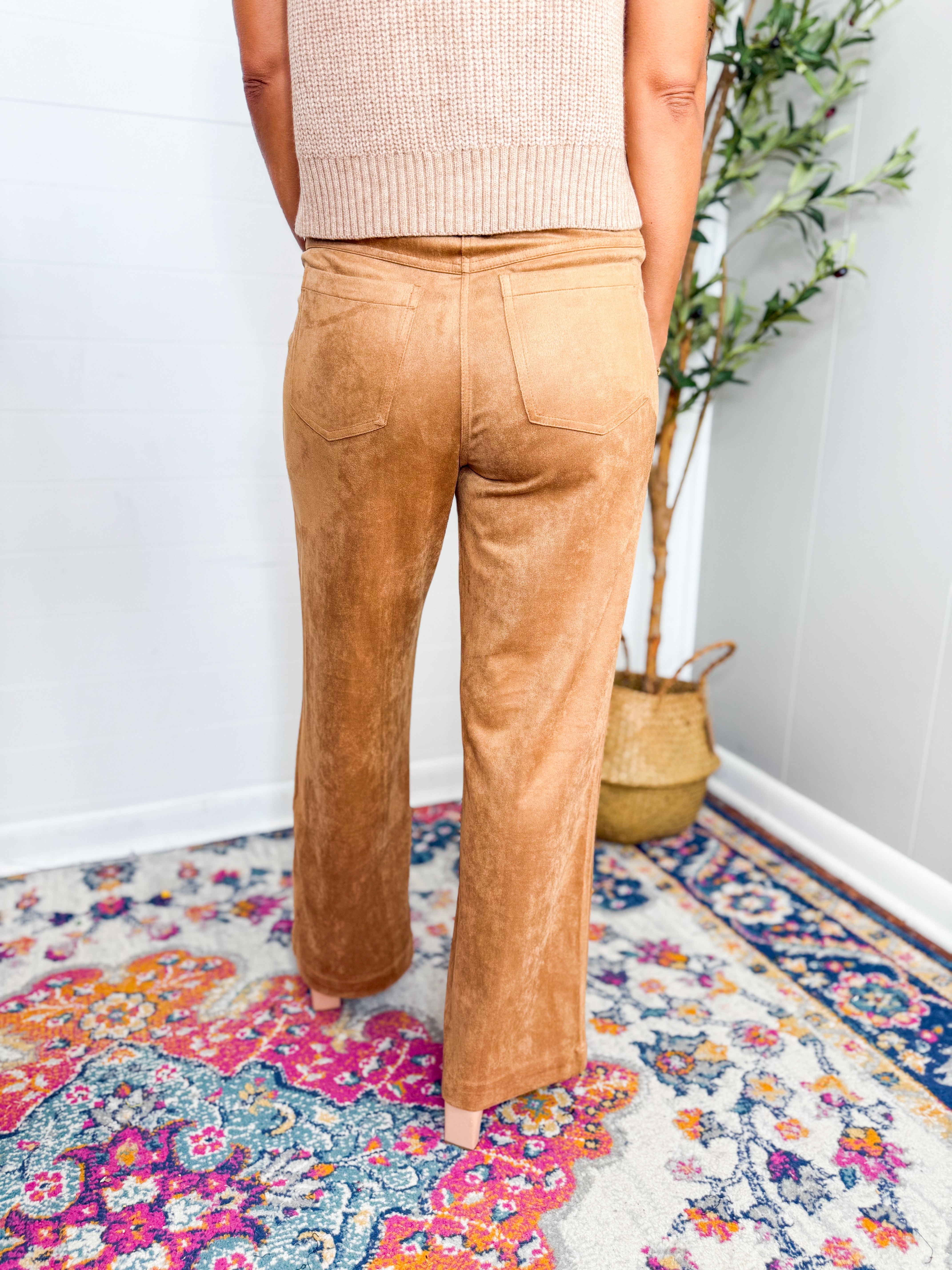 Faux Suede Wide Leg Pant