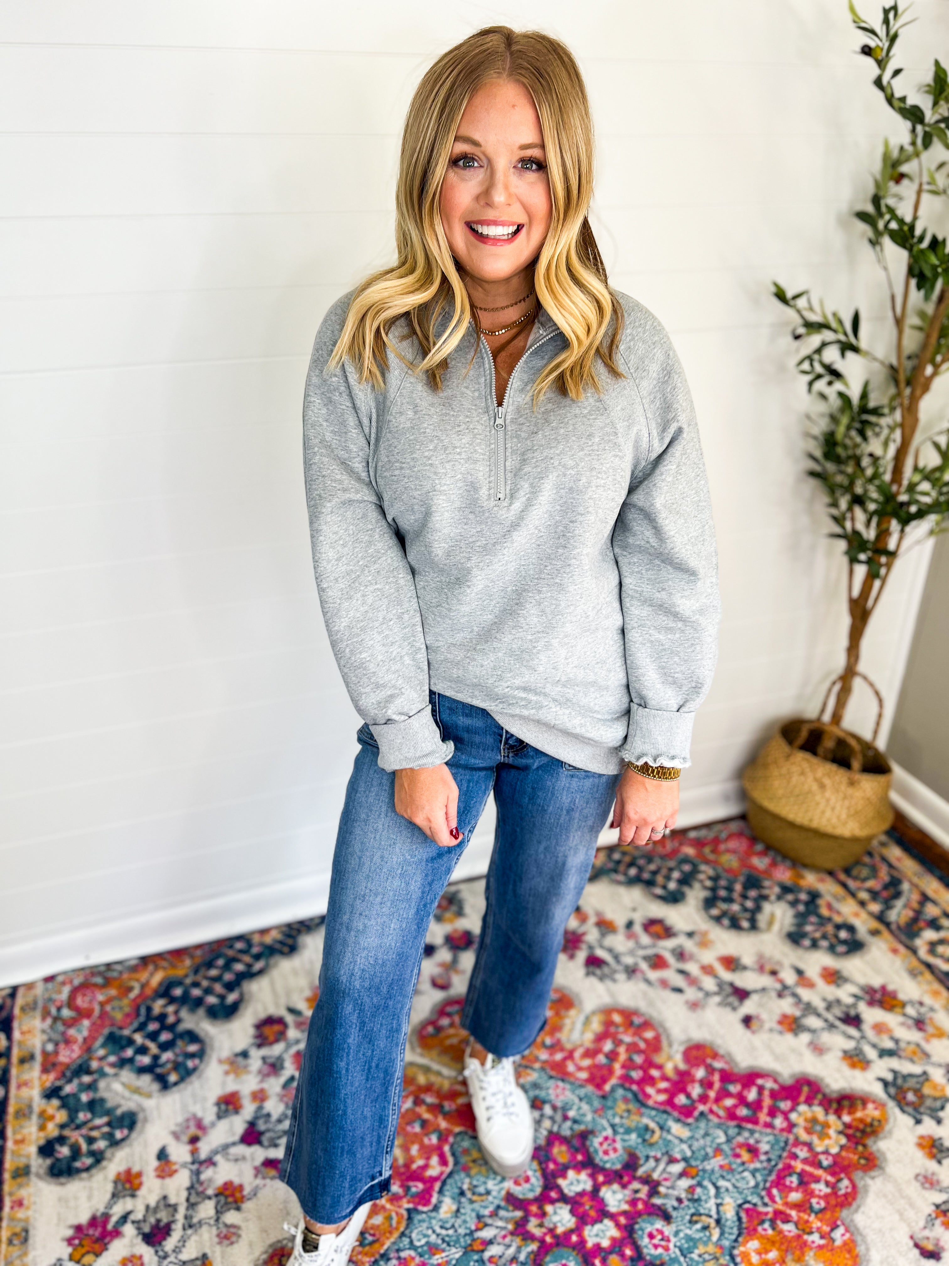 Quarter Zip Tunic Length Pullover