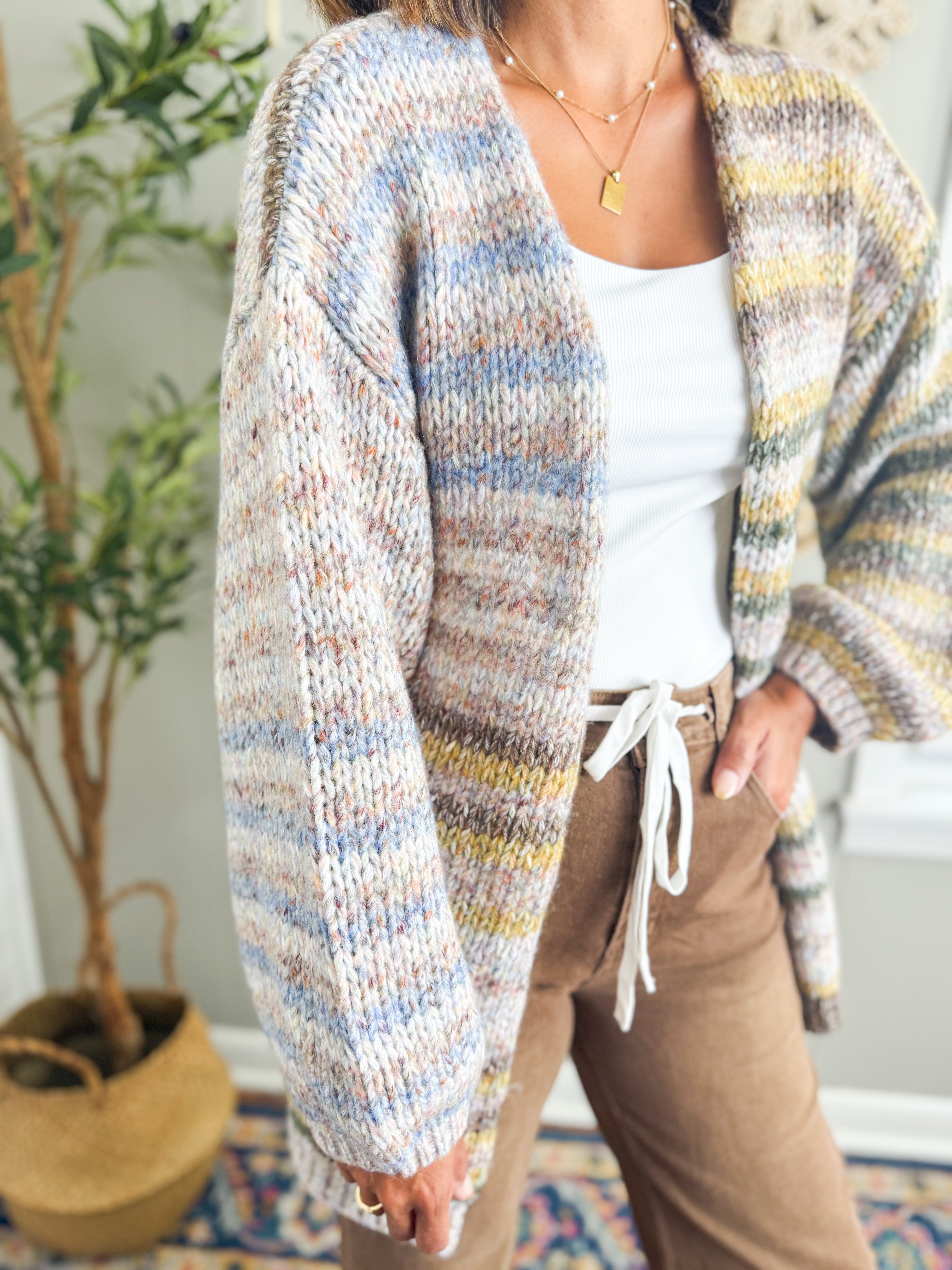 Multi Stripe Oversized Cardigan