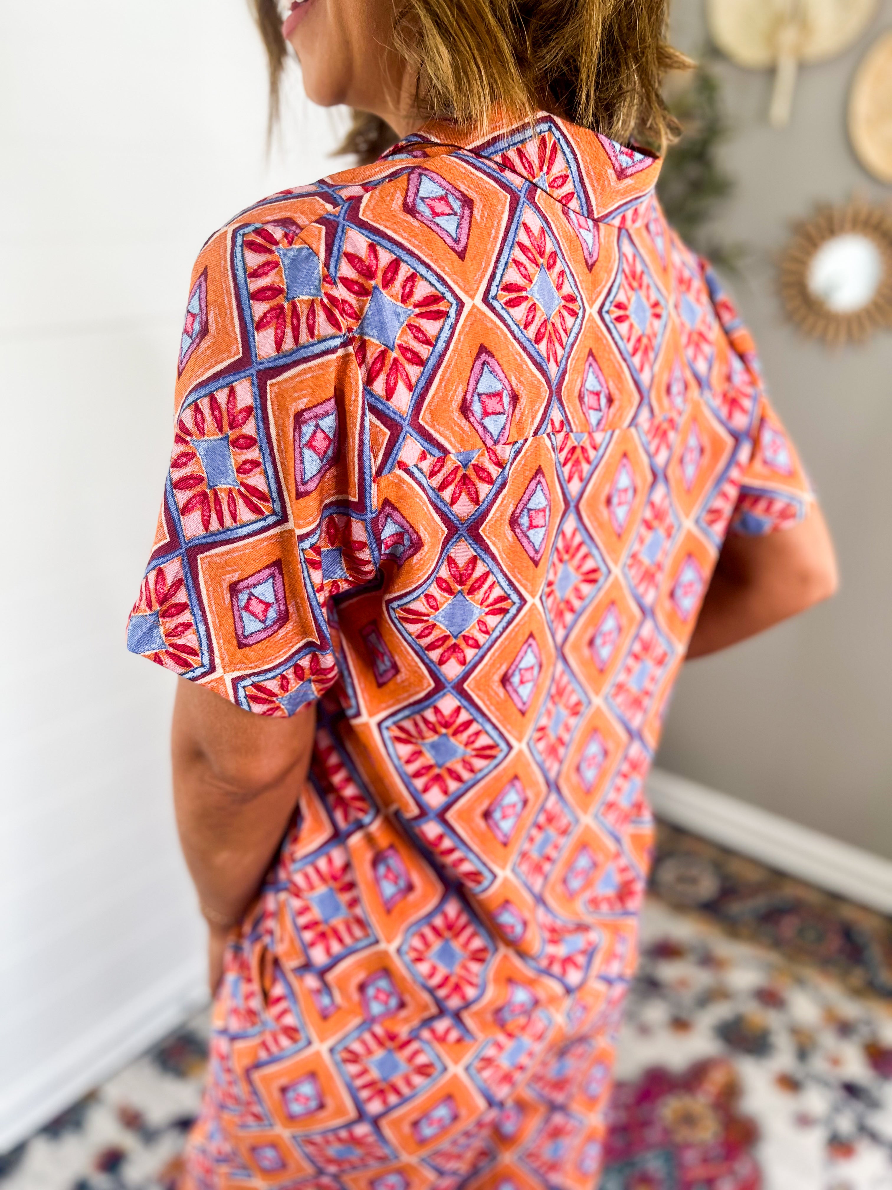 Tuscan Blue Printed Blouse