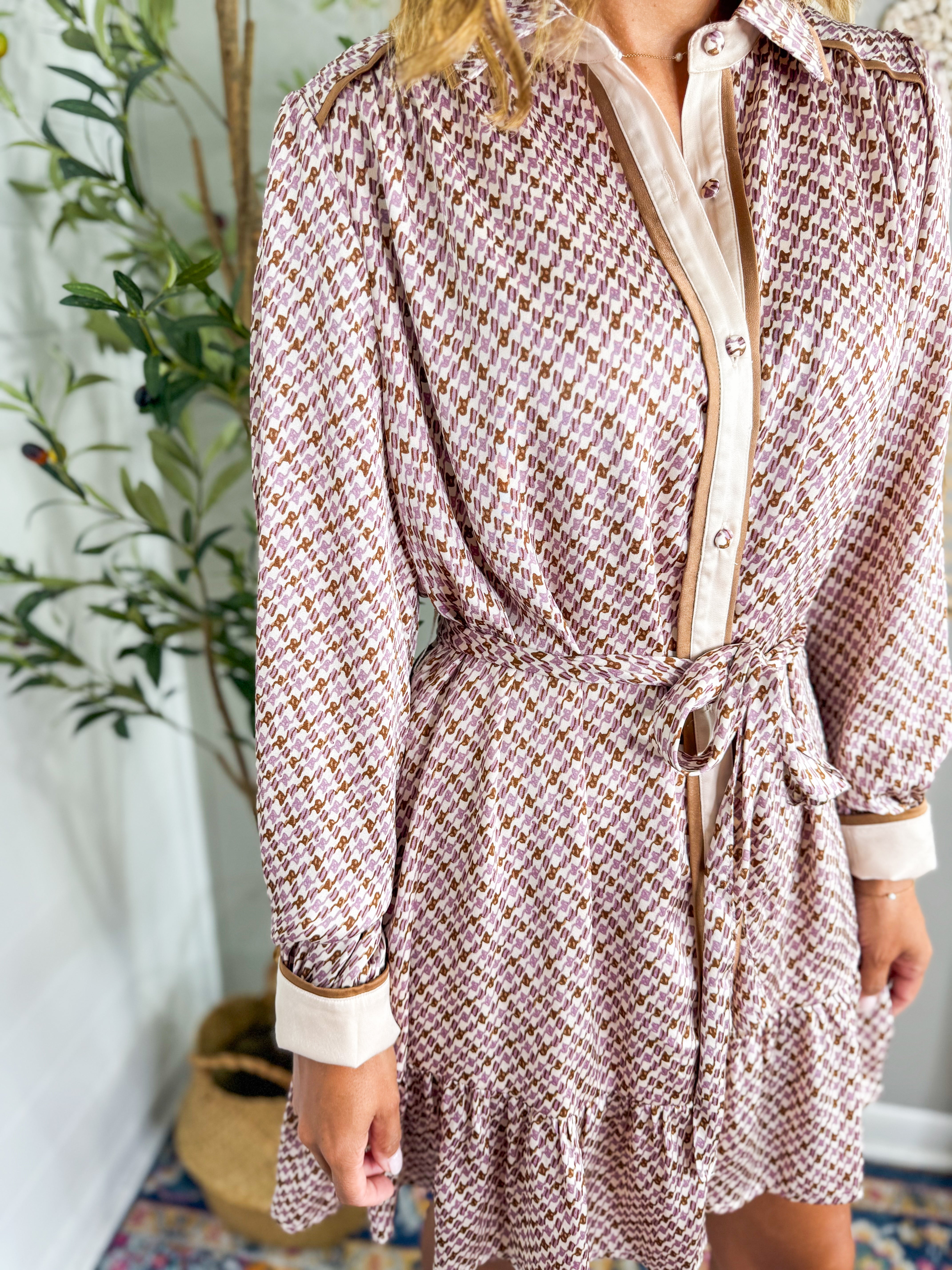 Geo Print Satin Dress