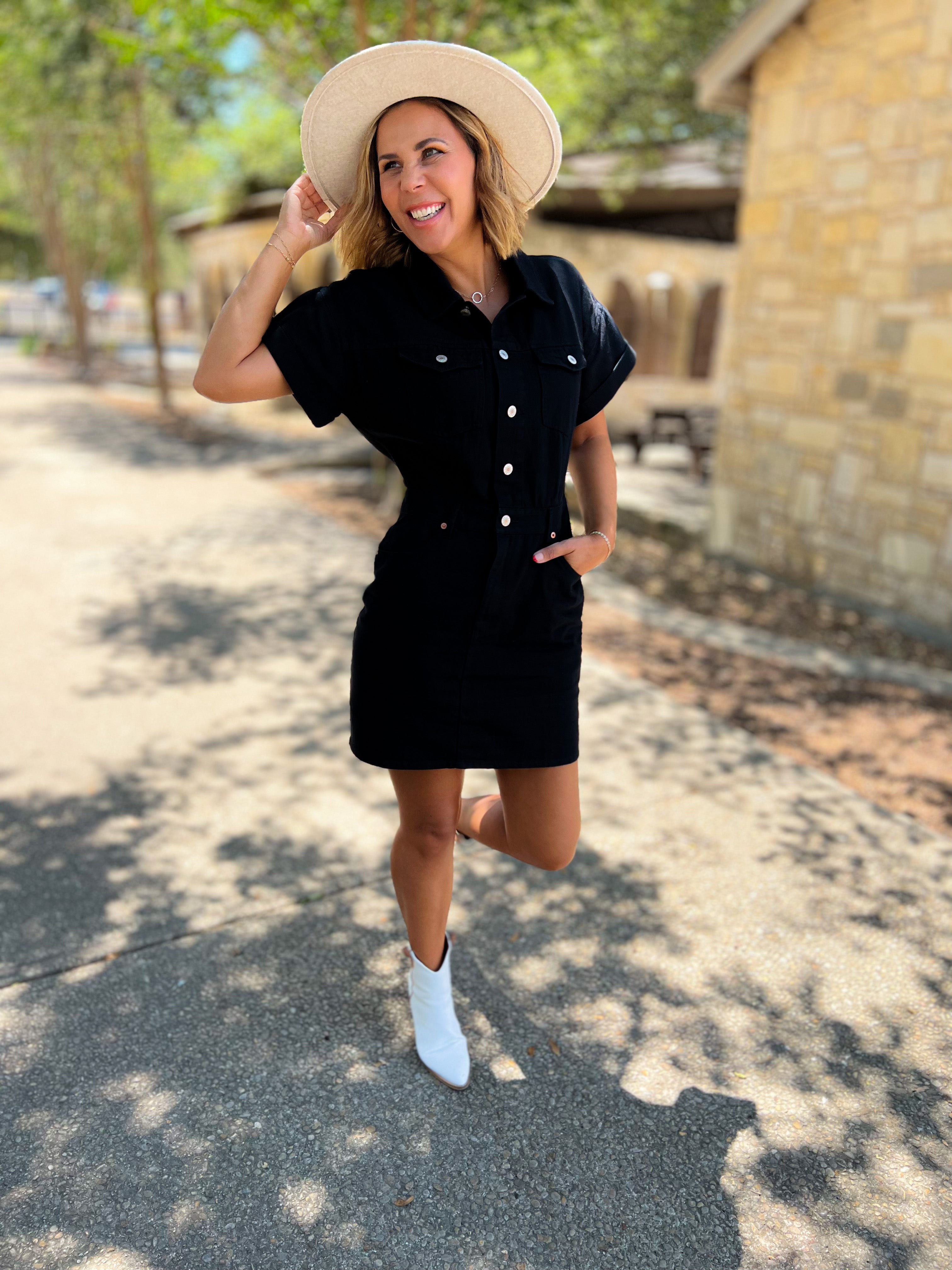 Collared Button Up Utility Dress