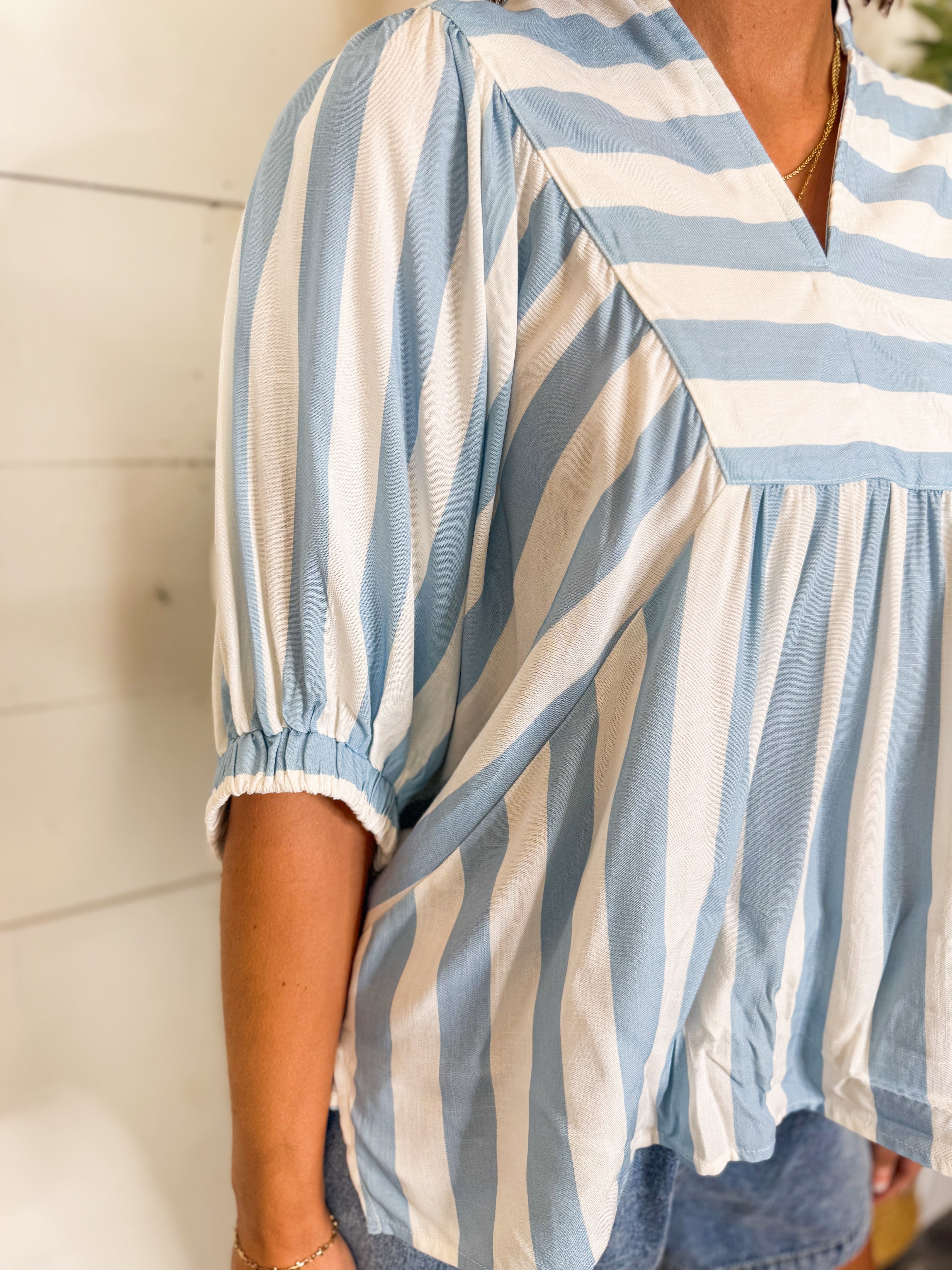 Striped Puff Sleeve Top