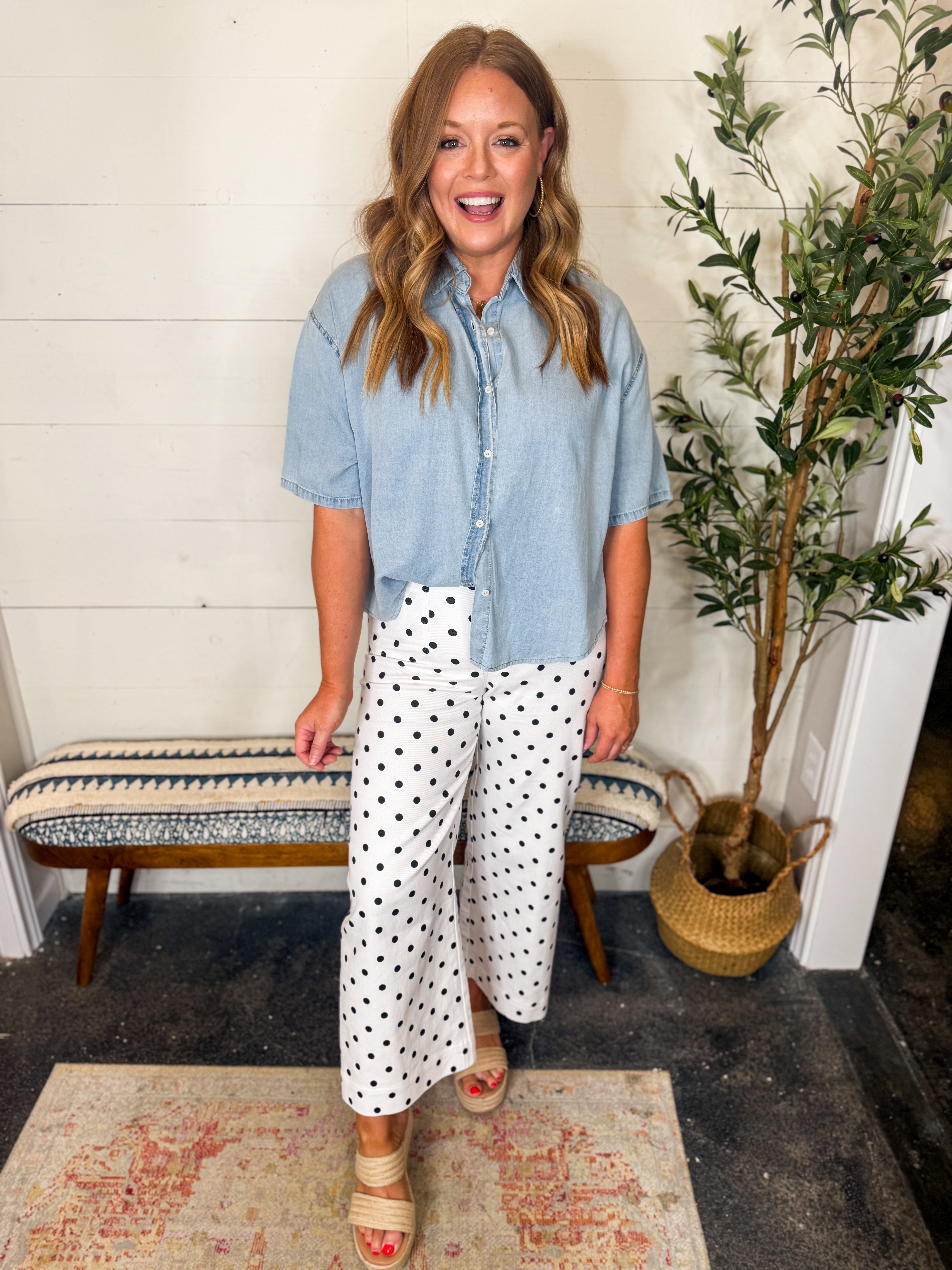 Chambray Button Down Top