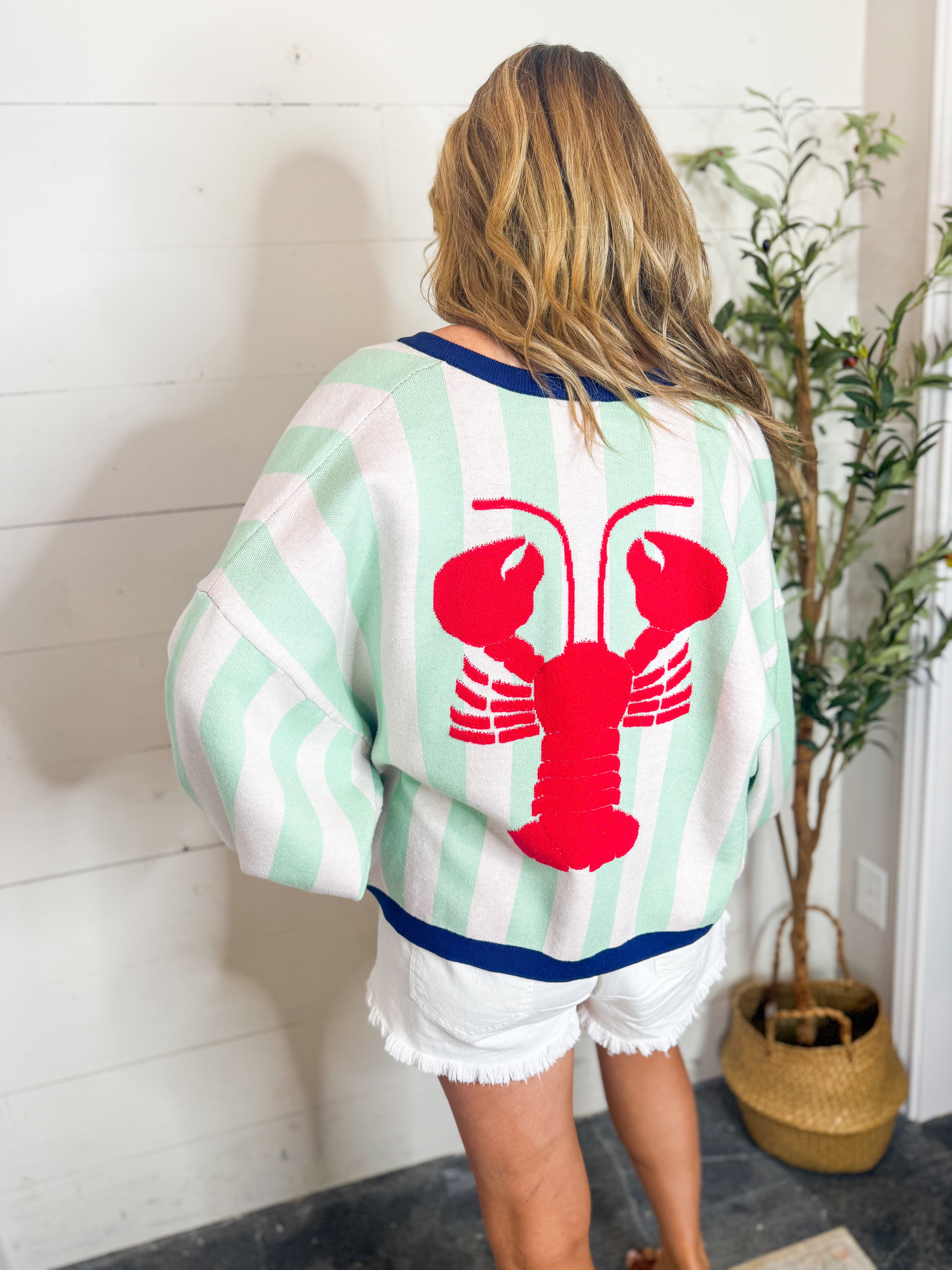 Striped Lobster Detail Cardigan