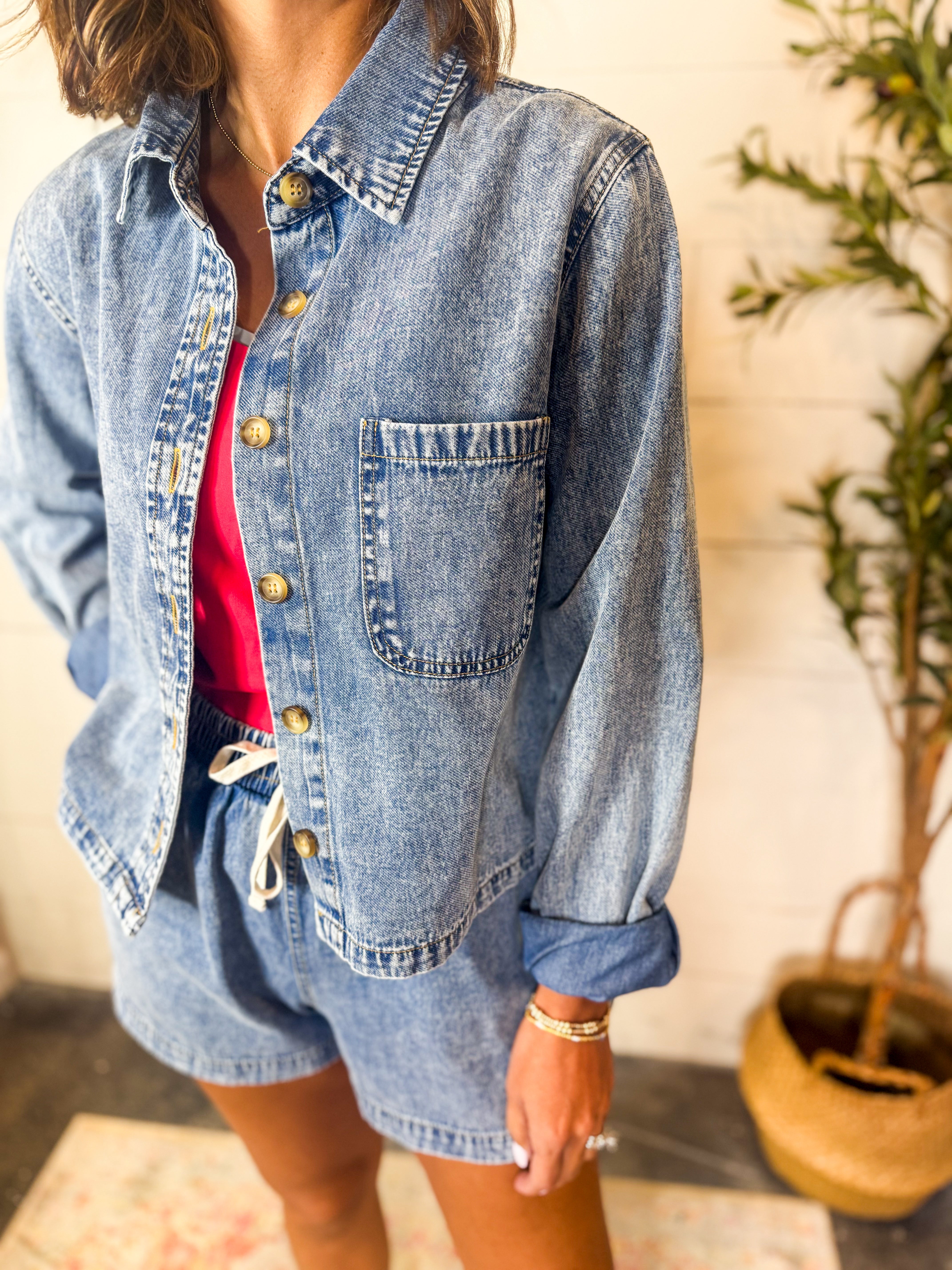 Button Down Denim Top