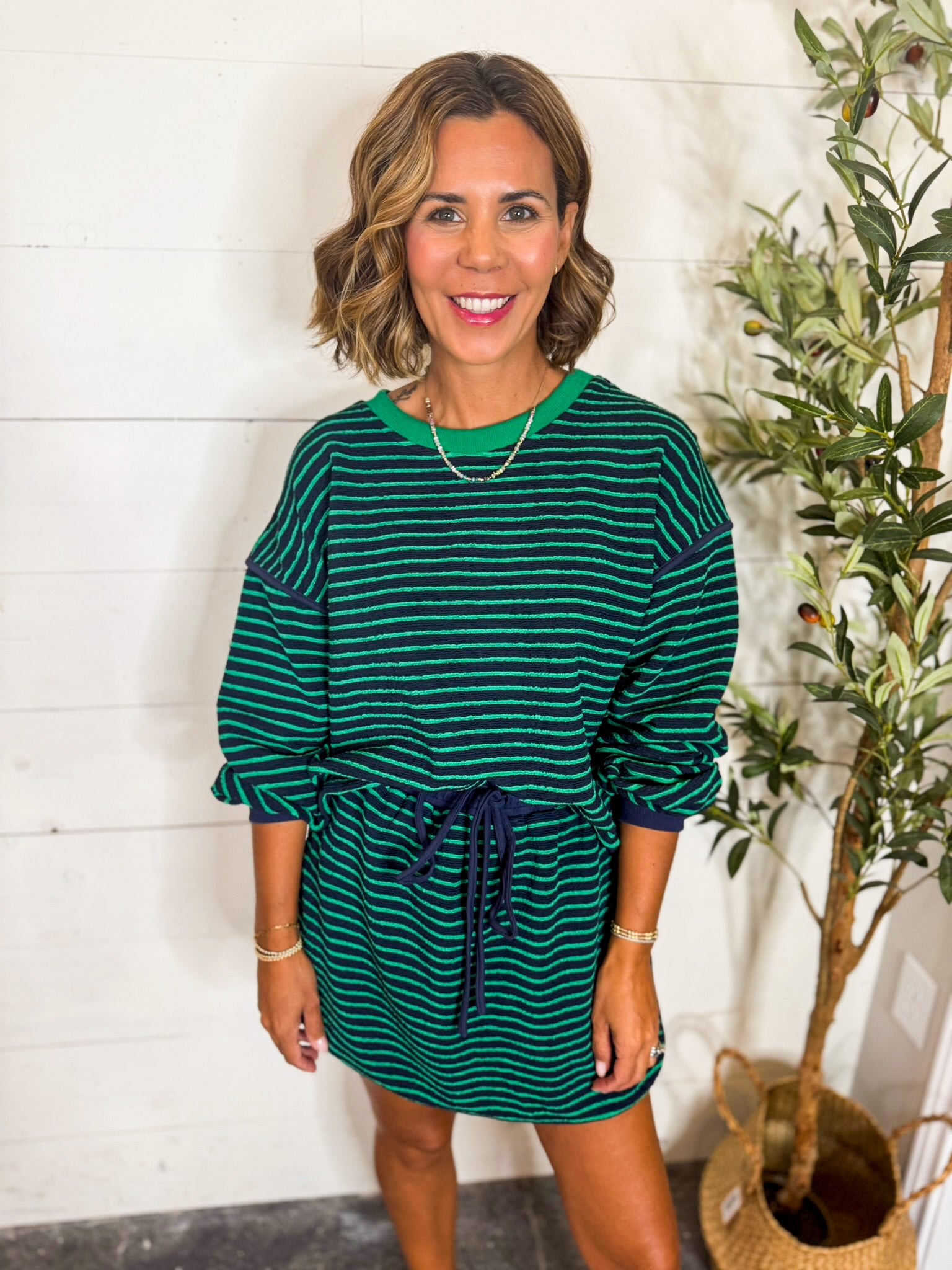 Striped Long Sleeve Knit Top