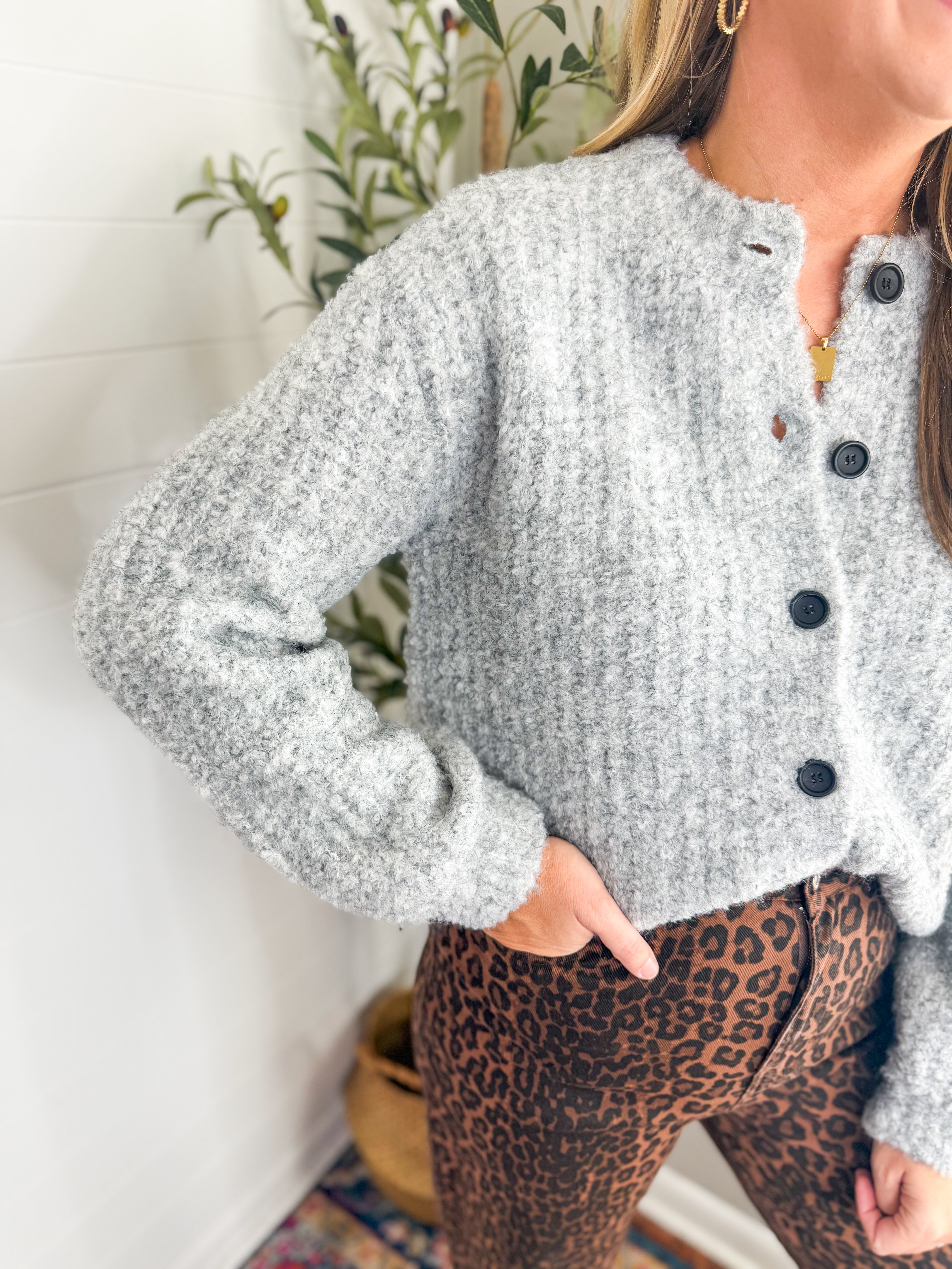 Five Button Grey Cardigan