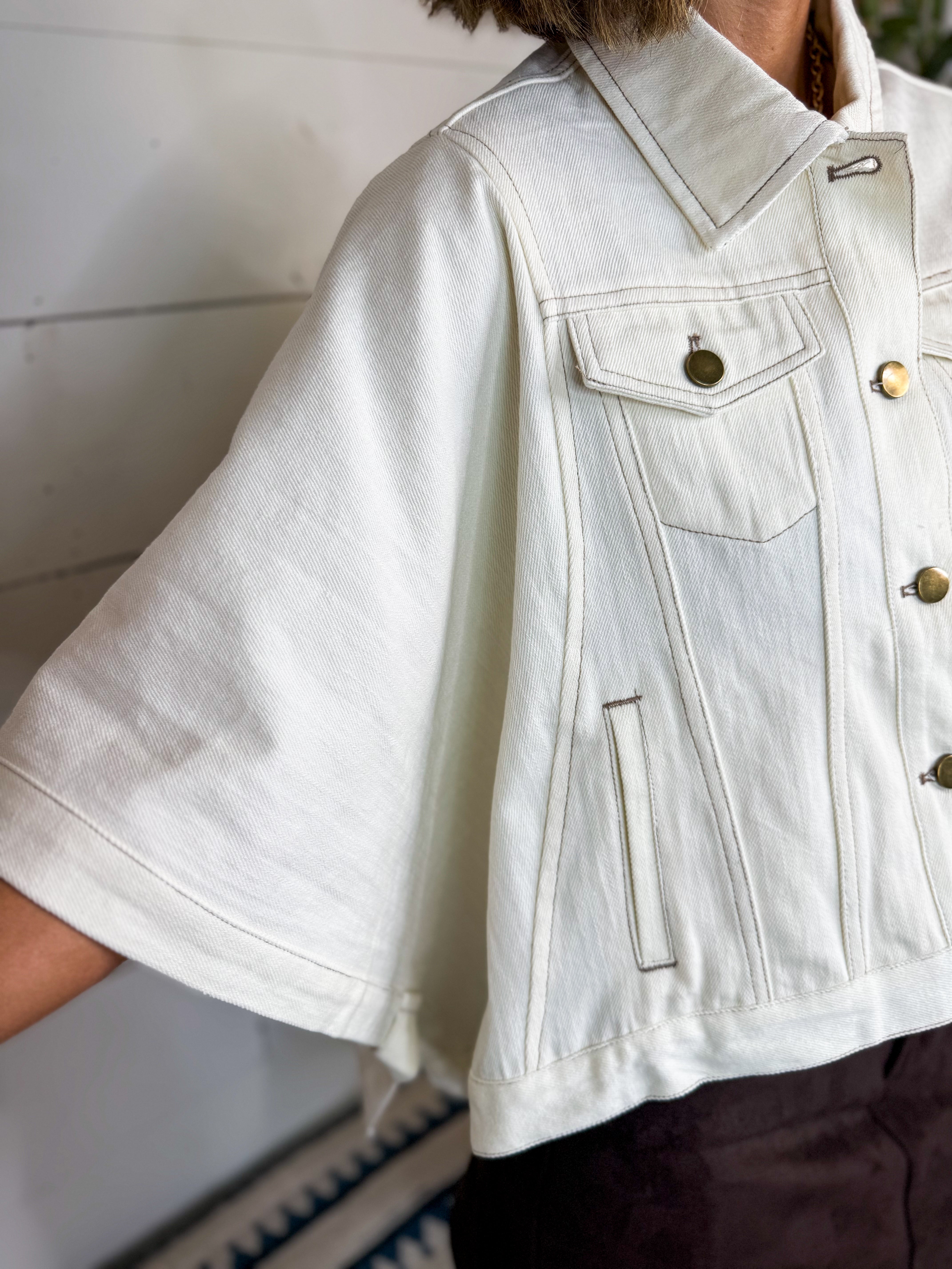 Ivory Denim Short Sleeve Jacket