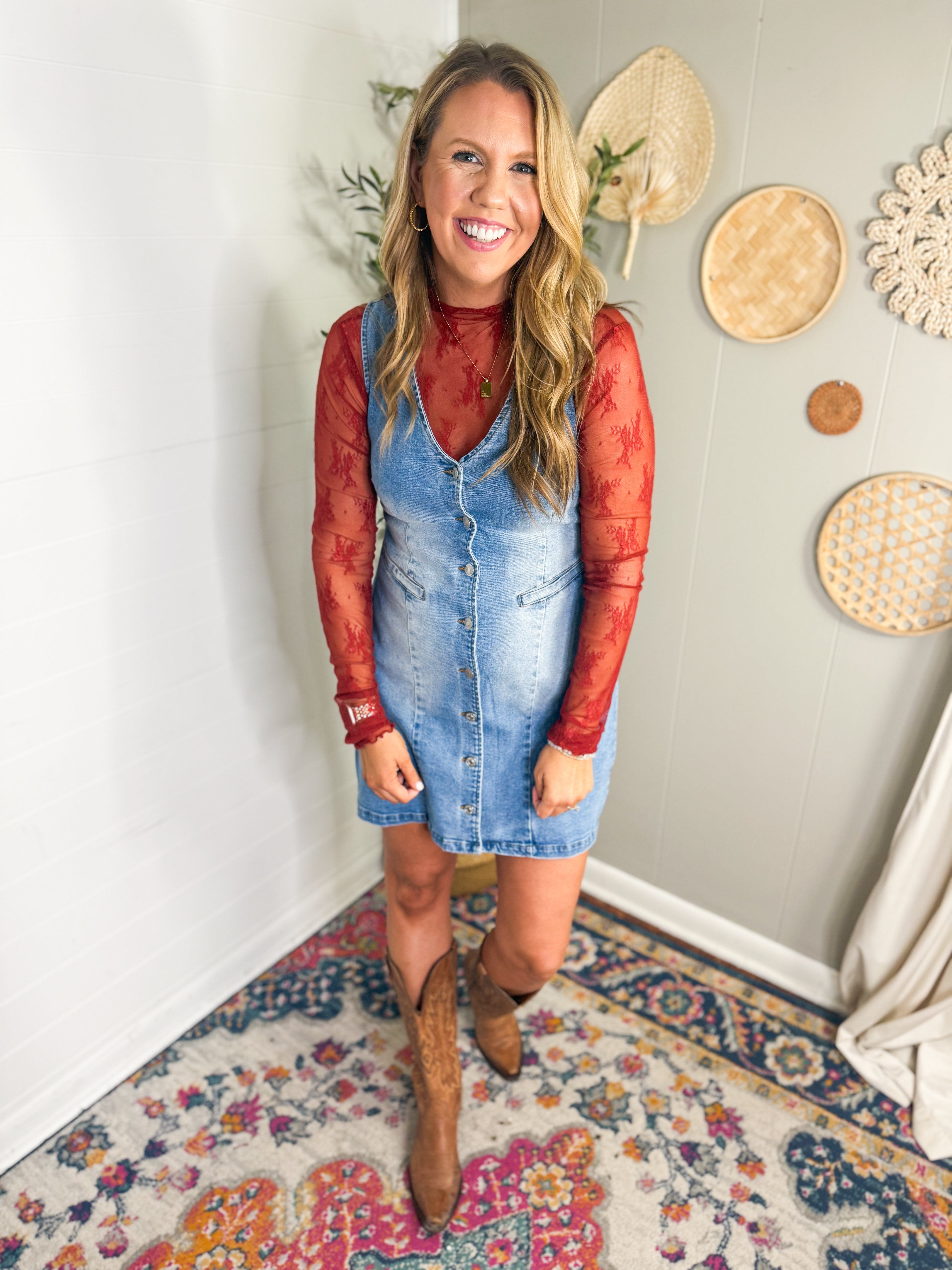 V-Neck Sleeveless Denim Mini Dress