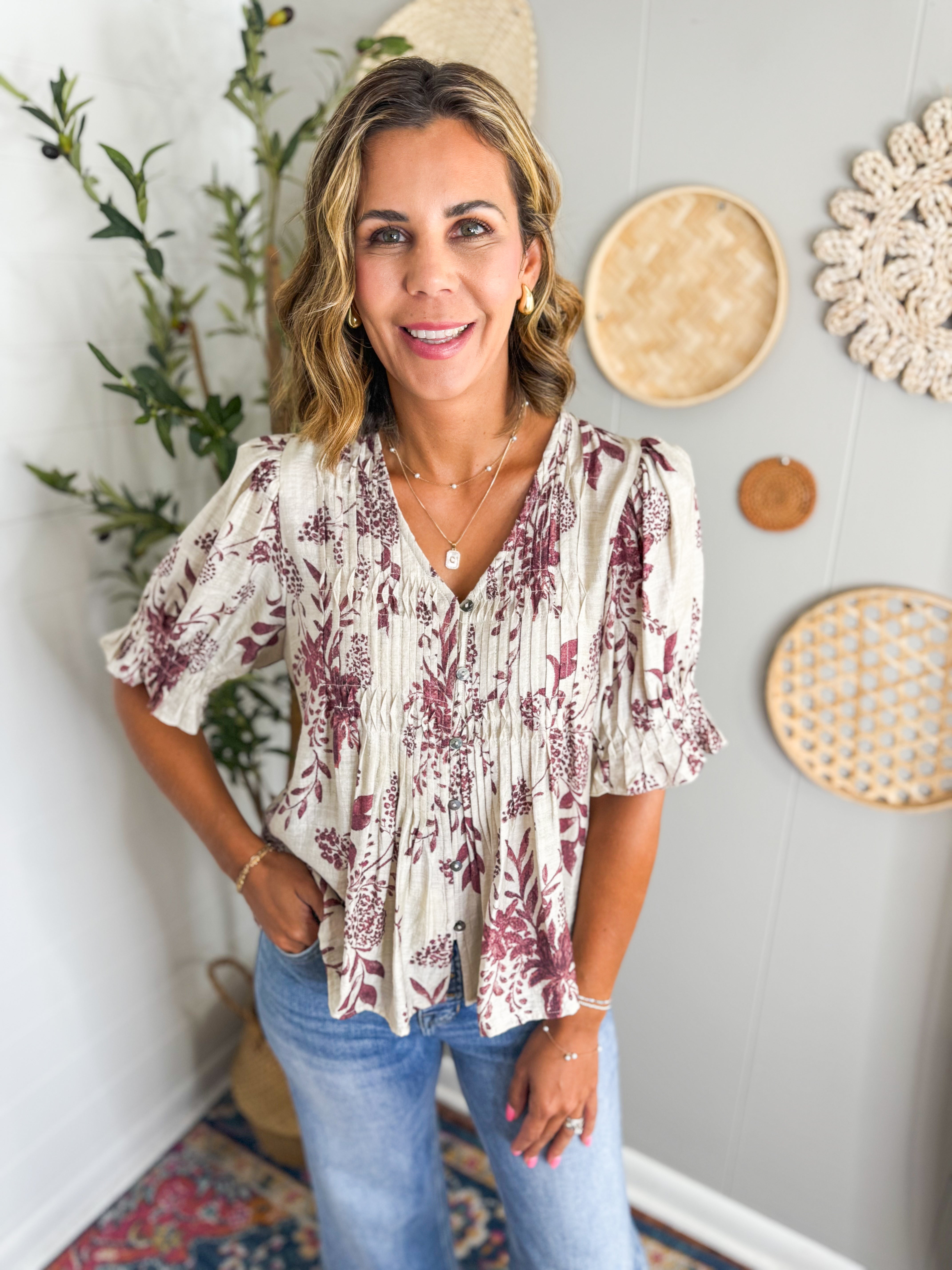 Flirty Floral Print Blouse