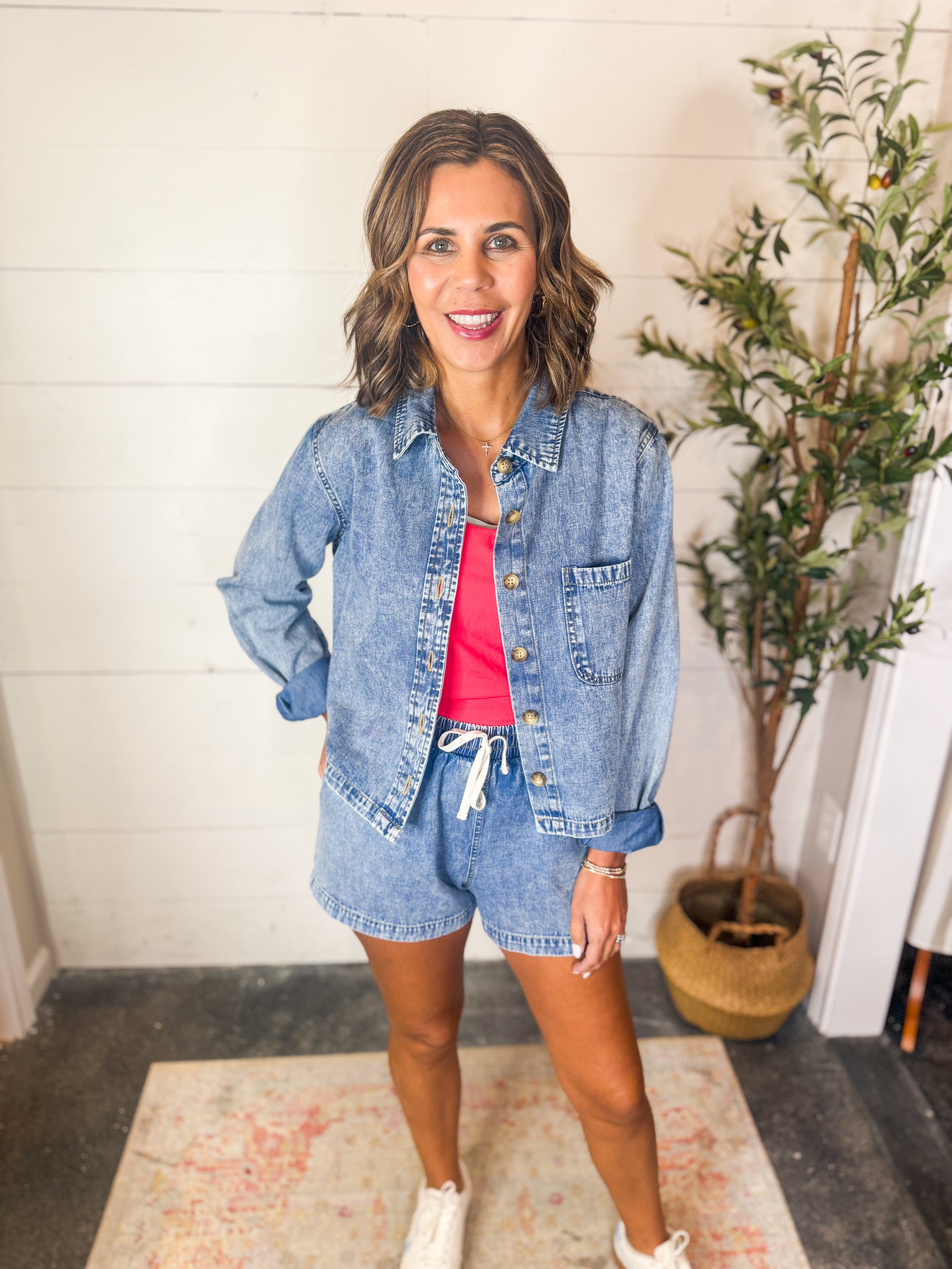 Button Down Denim Top