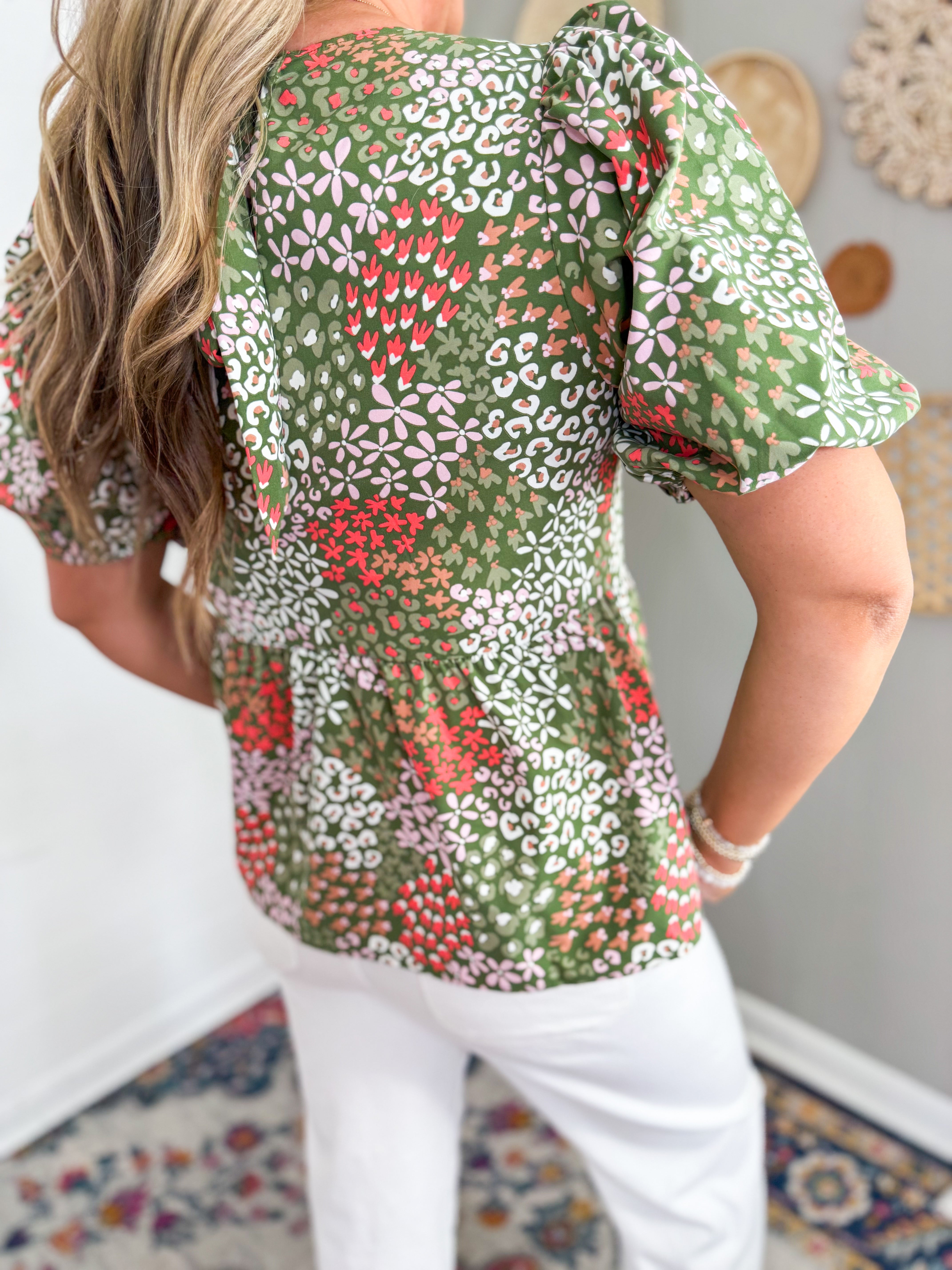 Mary Square Nina Open Meadows Green Top