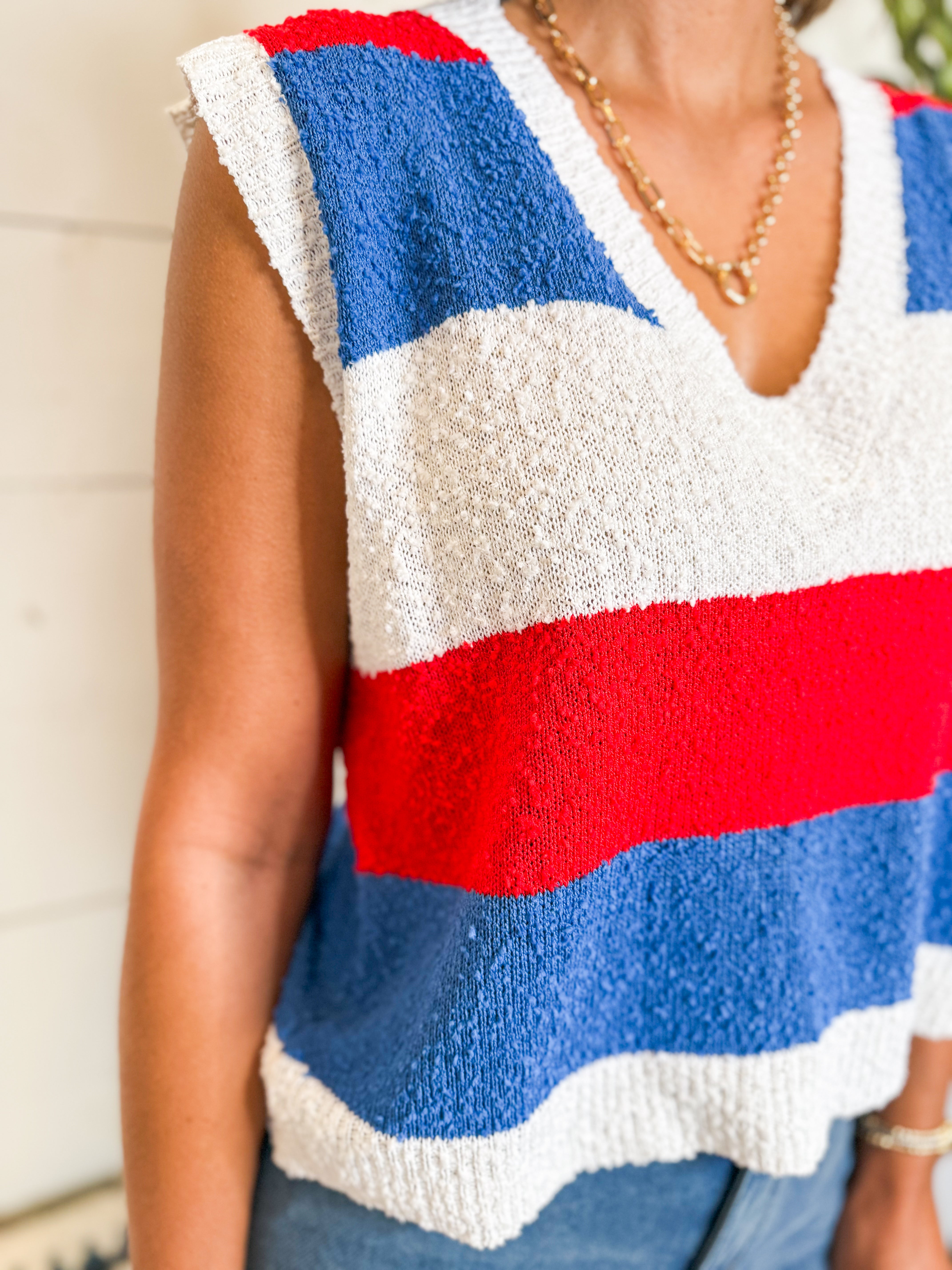 Striped Relaxed Crop Sweater Vest