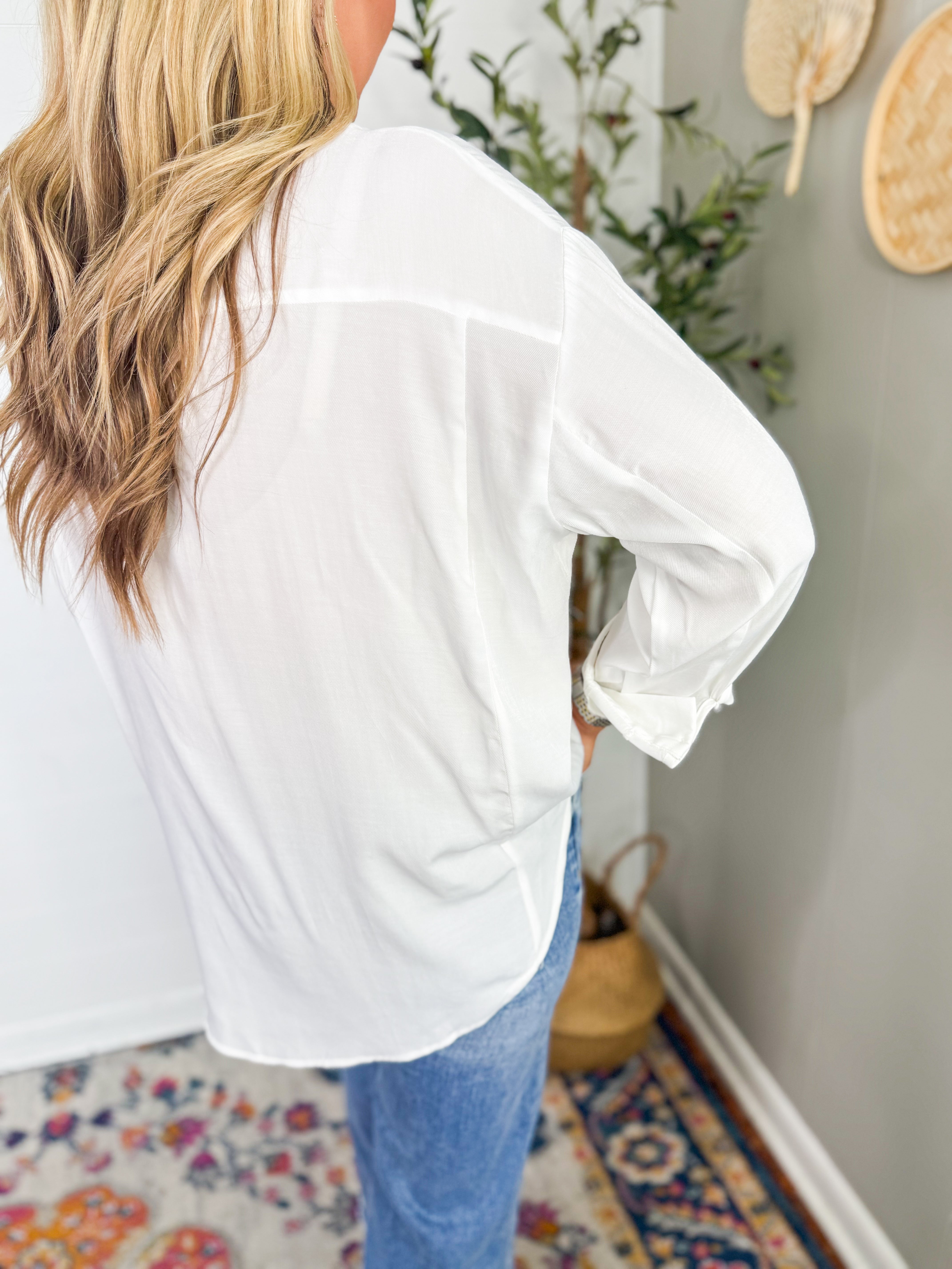 White Oversized Button Down Shirt