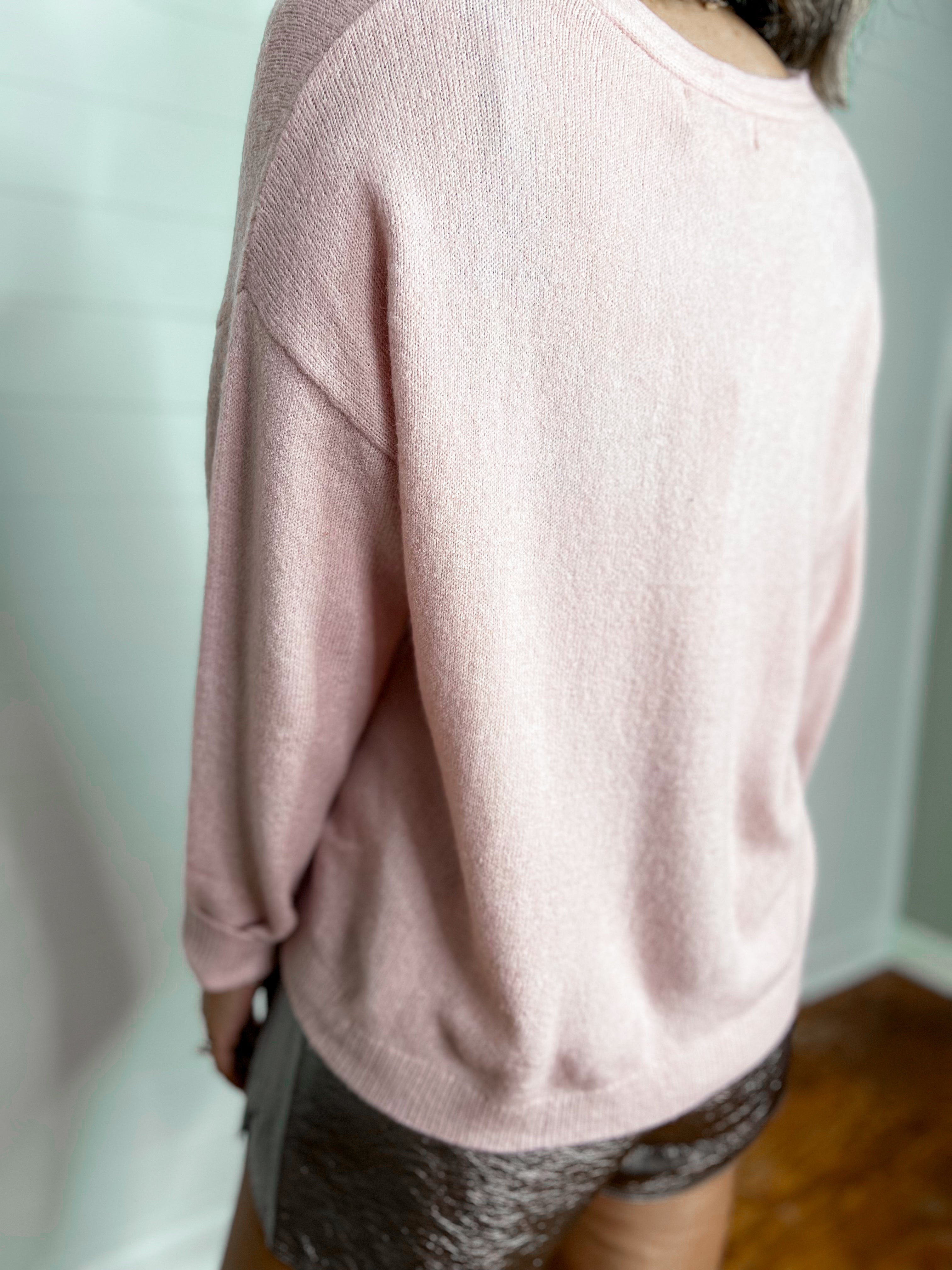 Deep Neck Long Sleeve Sweater
