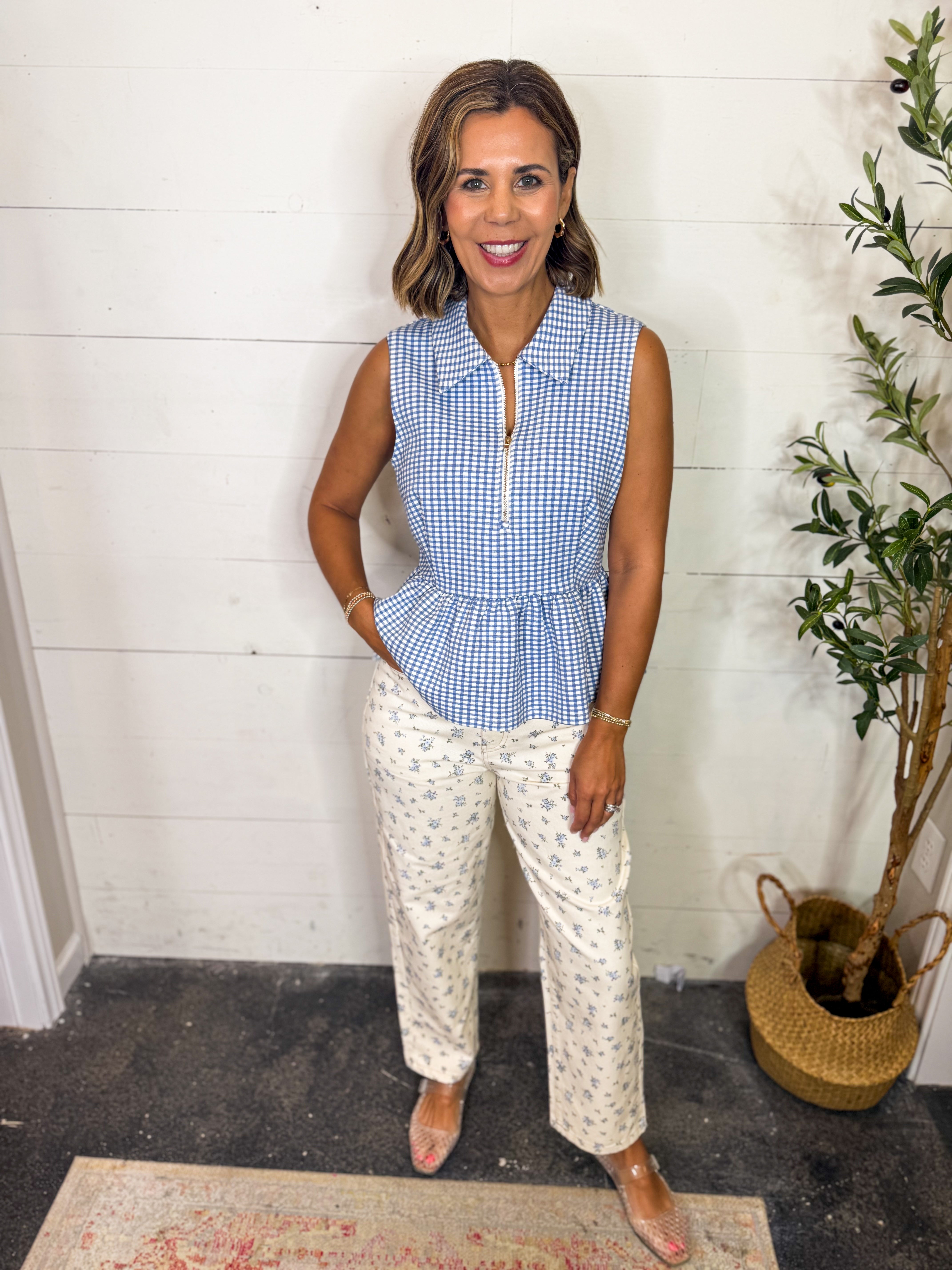 Floral Ecru Denim Pattern Jeans