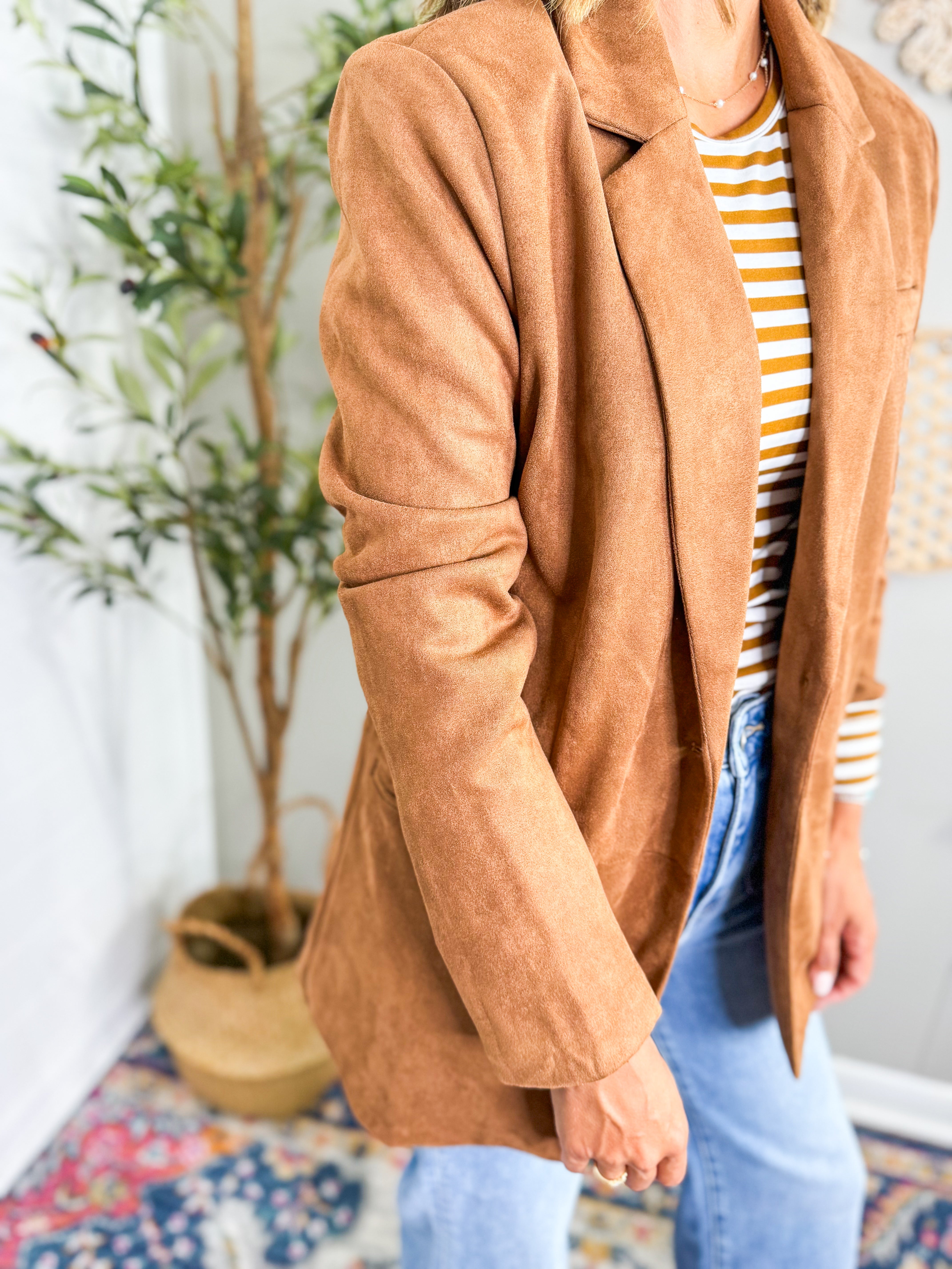 Faux Suede Relaxed Fit Blazer