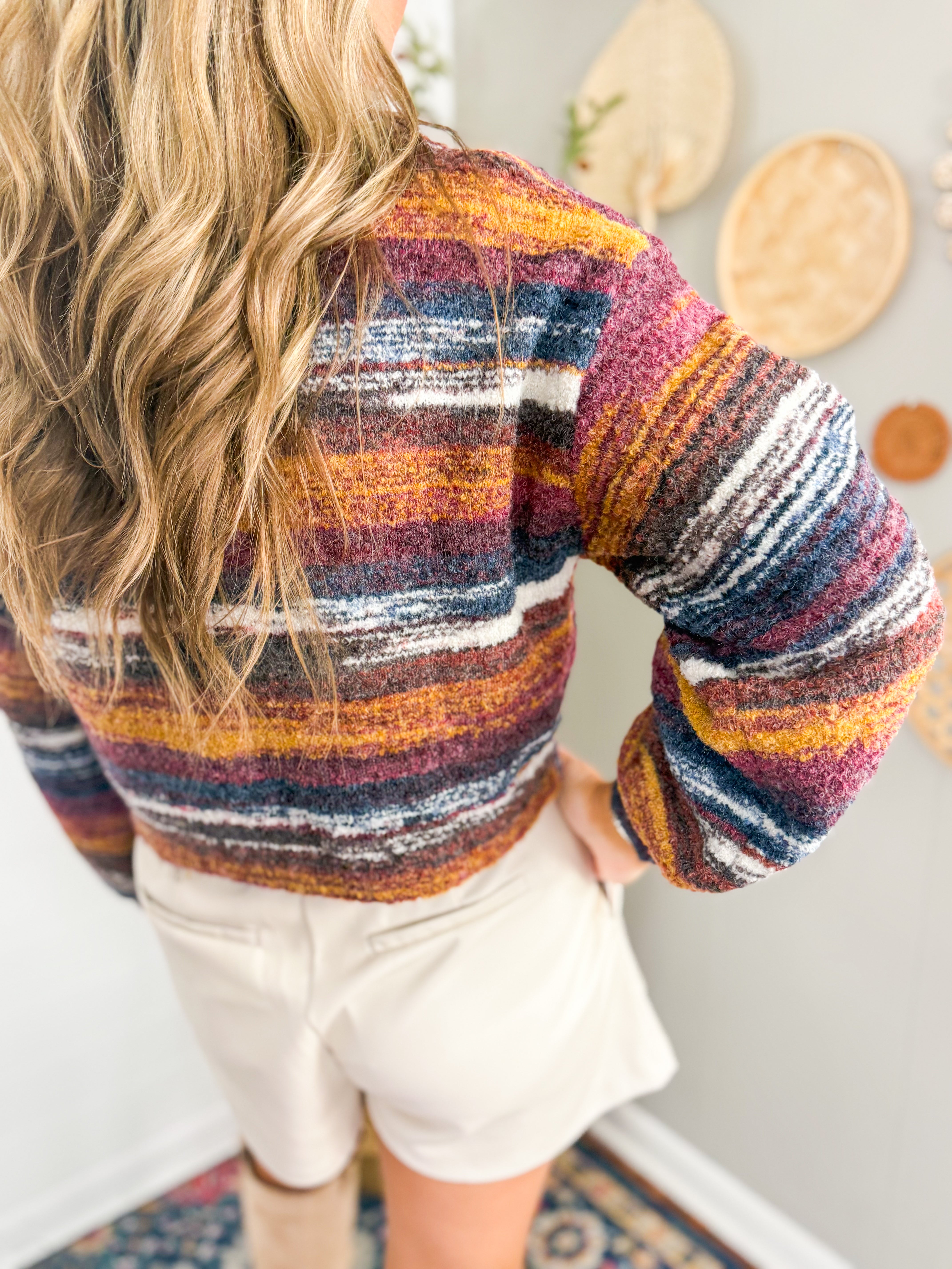 Multi Color Striped Boatneck Sweater