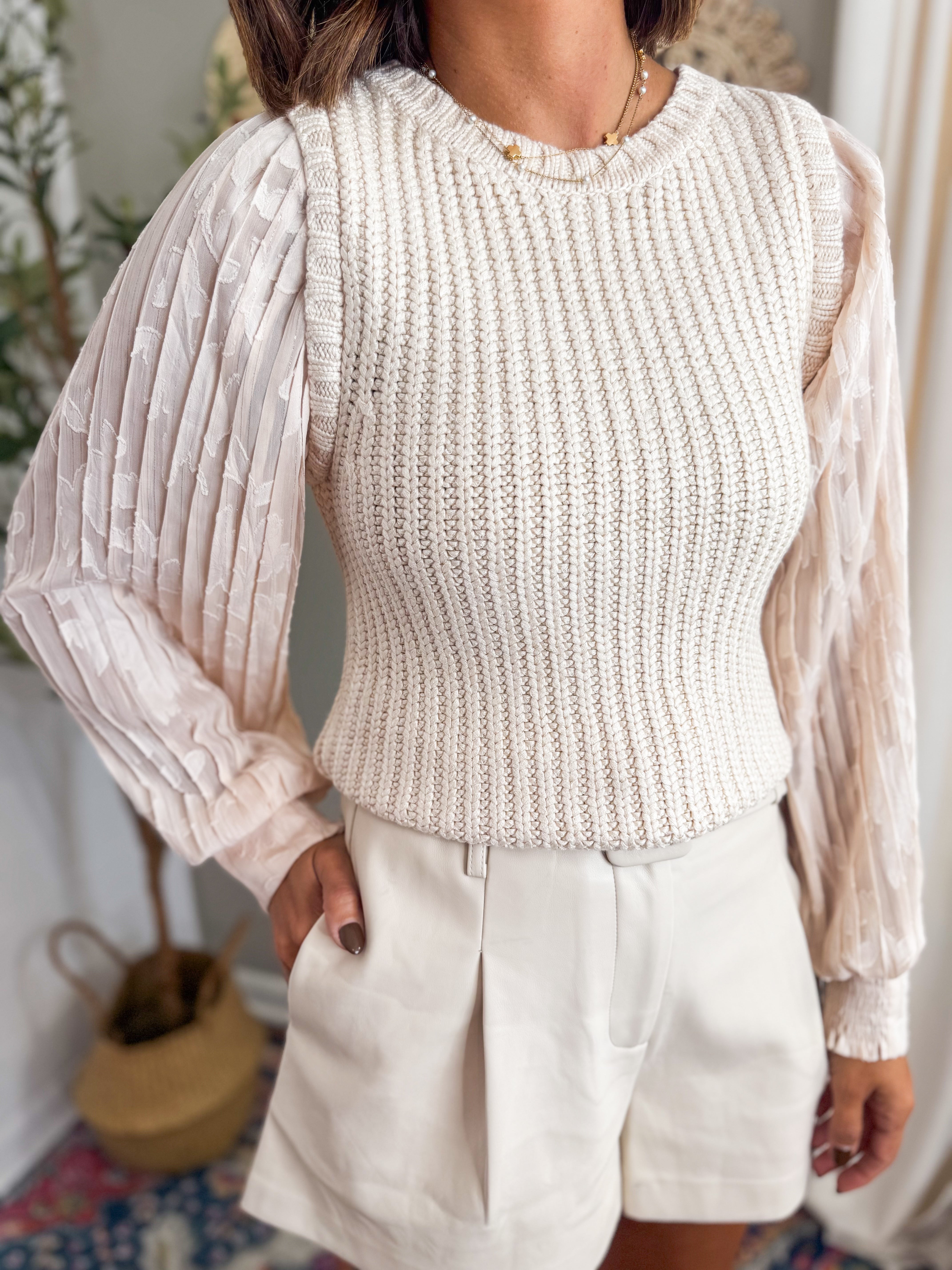 Contrast Sleeve Sweater
