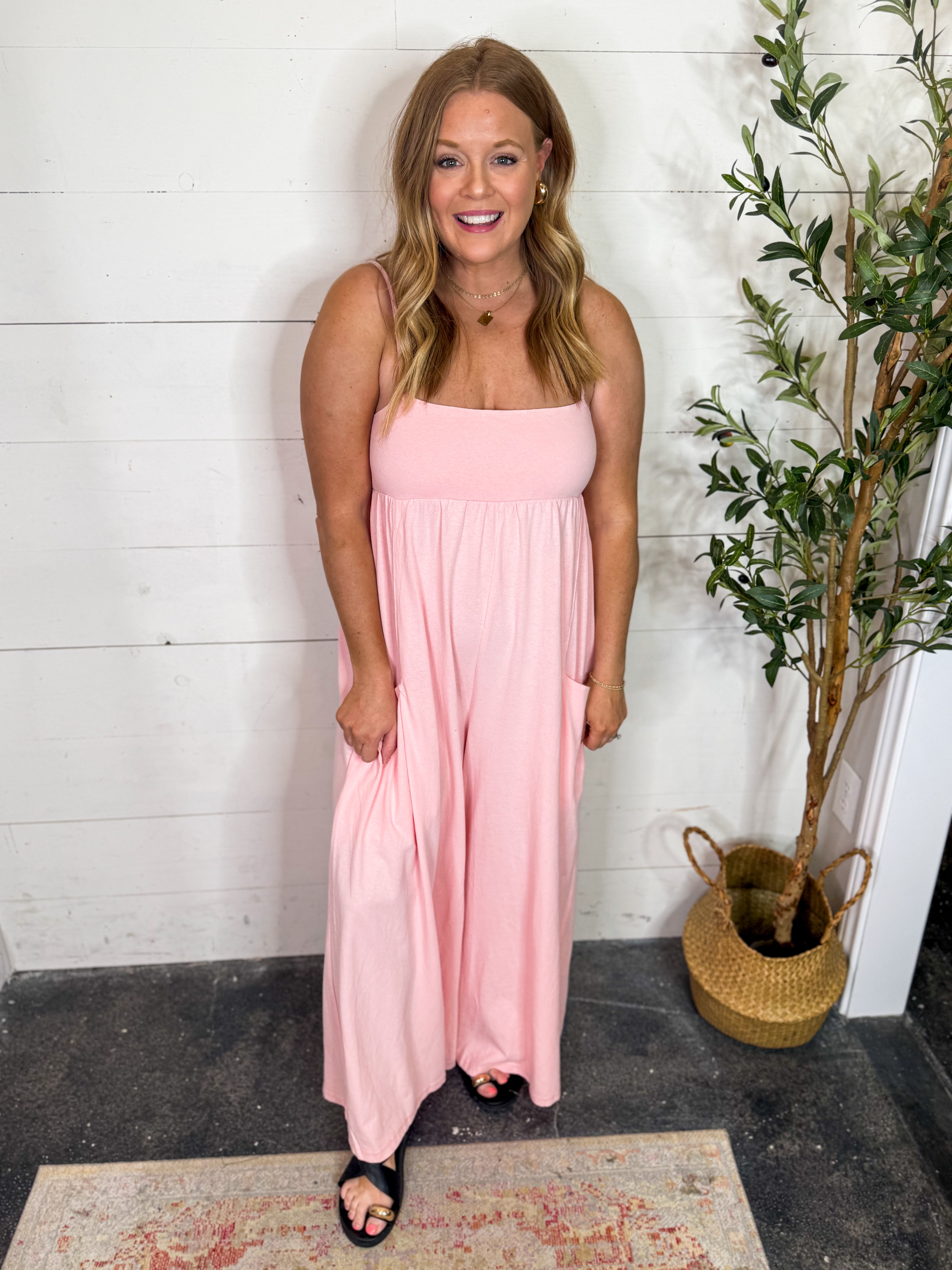 Spaghetti Strap Wide Leg Jumpsuit