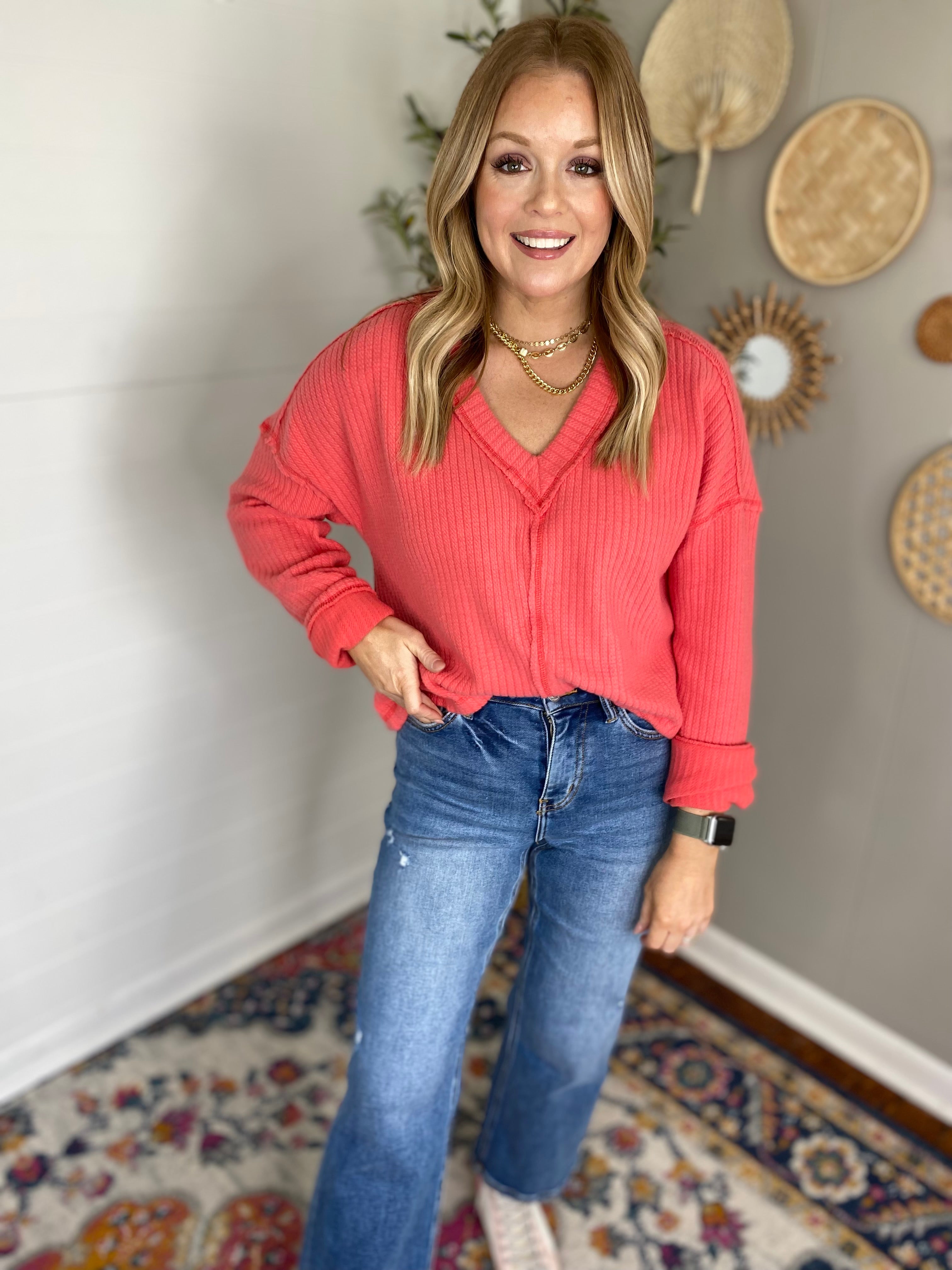 Casual Comfy Soft V-Neck Knit Top