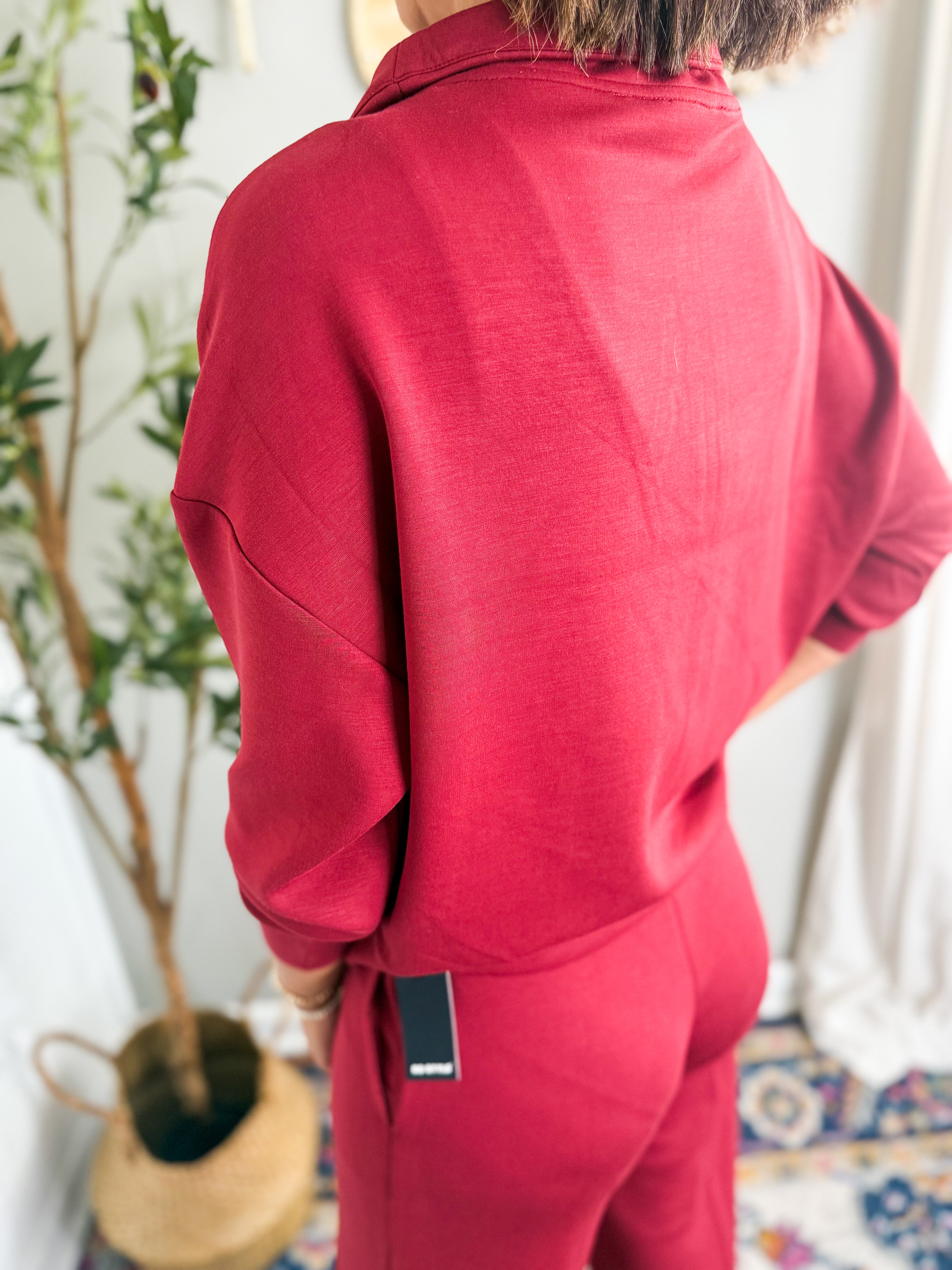 Seanni Soft Knit Long Sleeve Half Zip Pullover - Chili