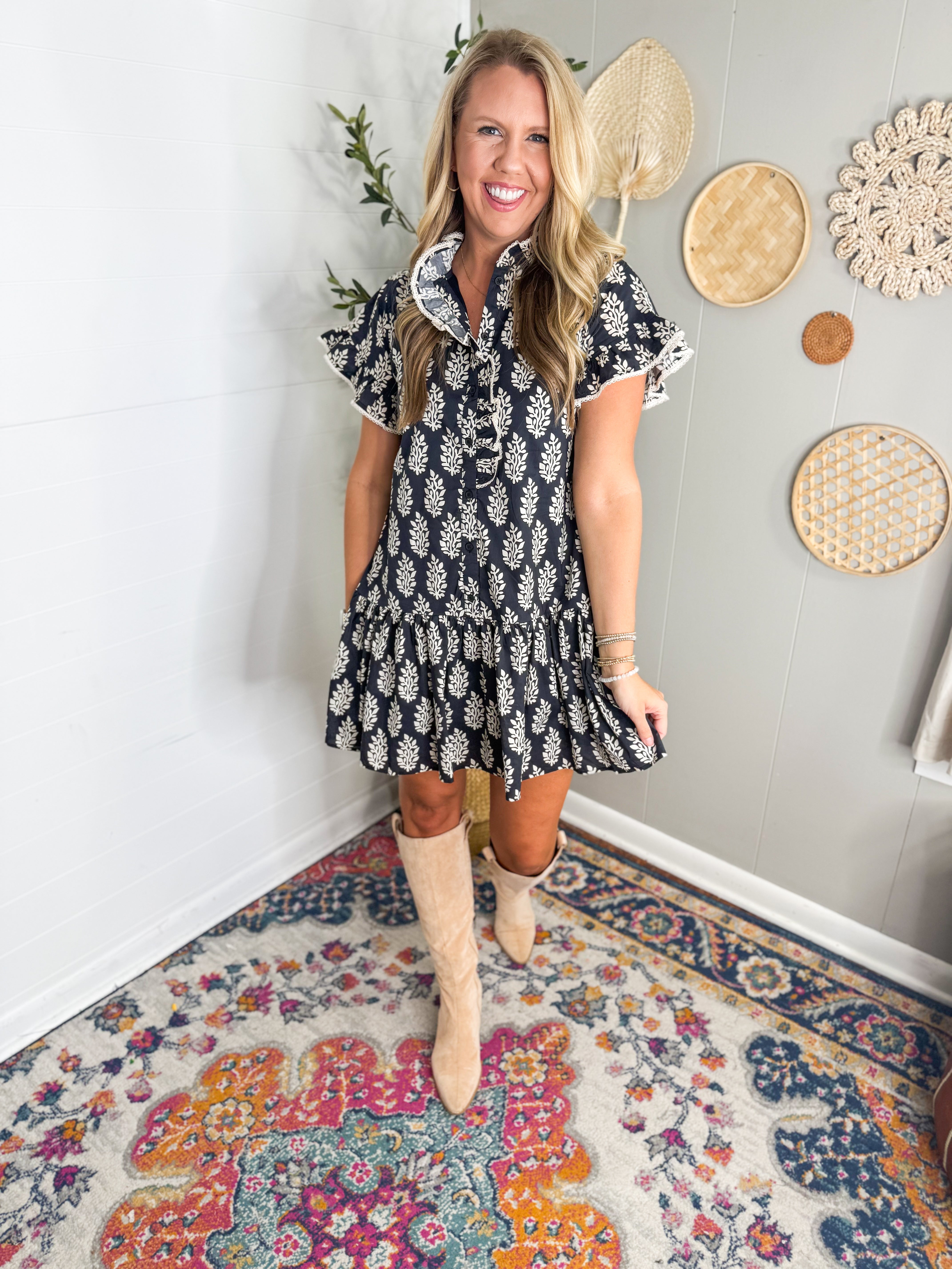 Botanical Print Mini Dress