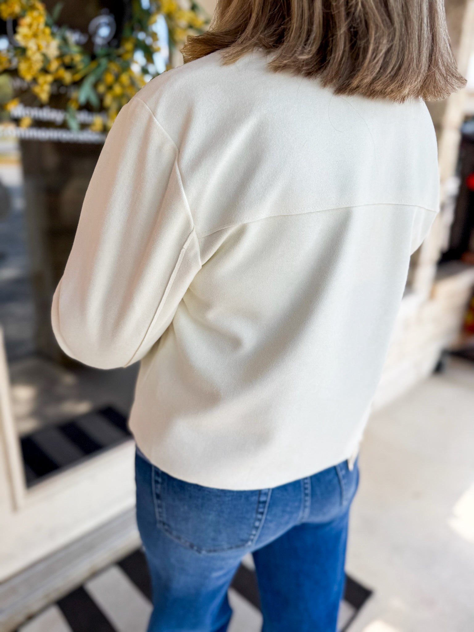 Solid Cropped Jacket With Neck Tie Detail